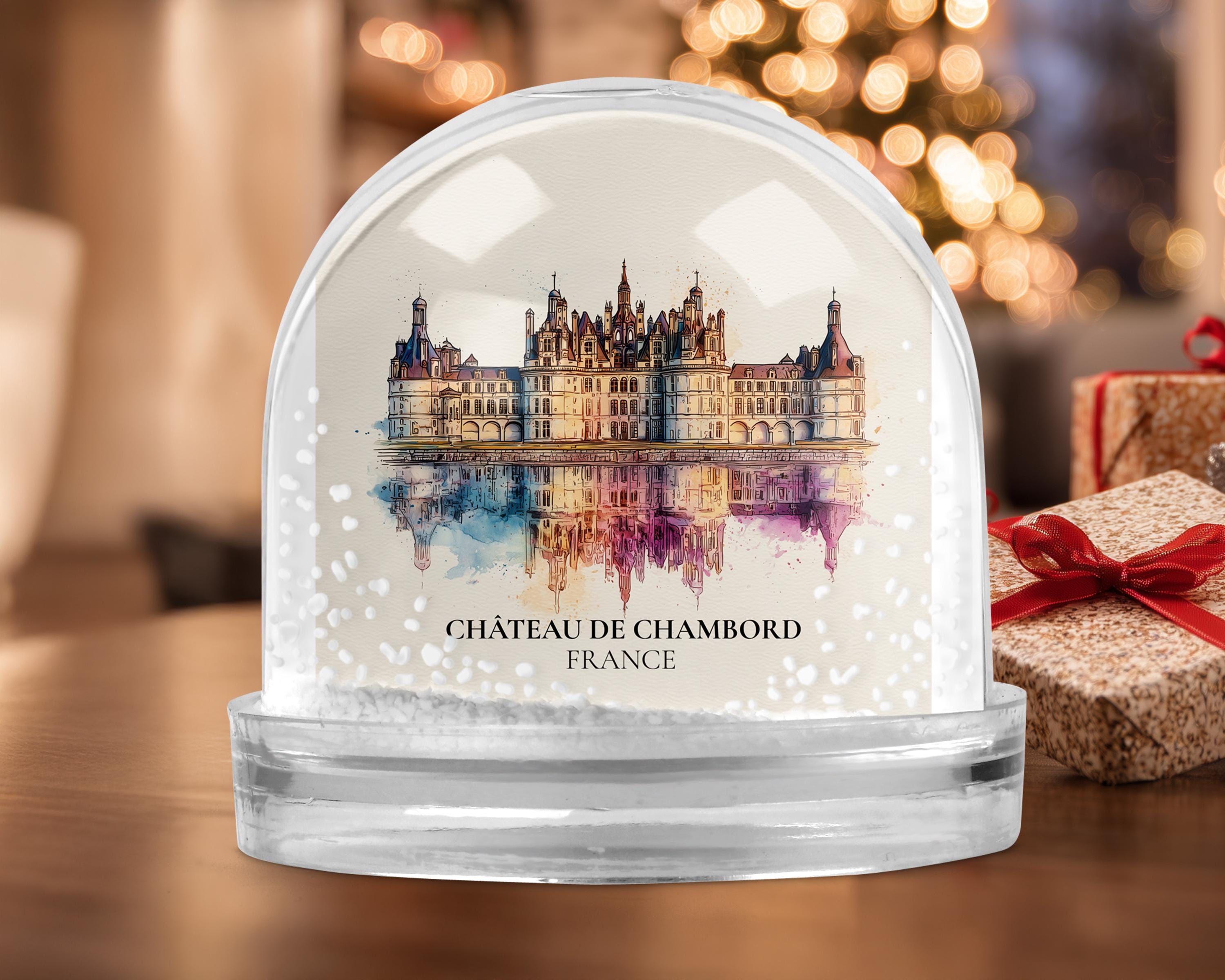 Chateau de Chambord France Snow Globe, Personalized Watercolor, Custom Travel Souvenir Keepsake City Dome