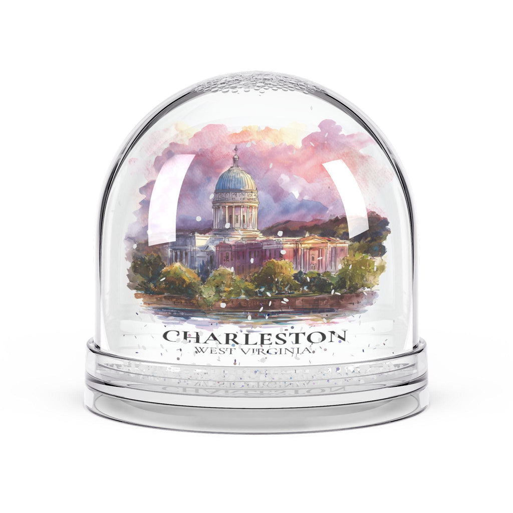 Charleston West Virginia Snow Globe, Personalized Watercolor, Custom Travel Souvenir Keepsake City Dome