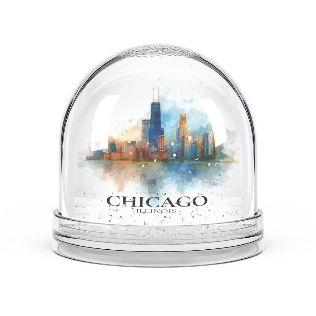 Chicago Illinois Snow Globe, Personalized Watercolor, Custom Travel Souvenir Keepsake City Dome