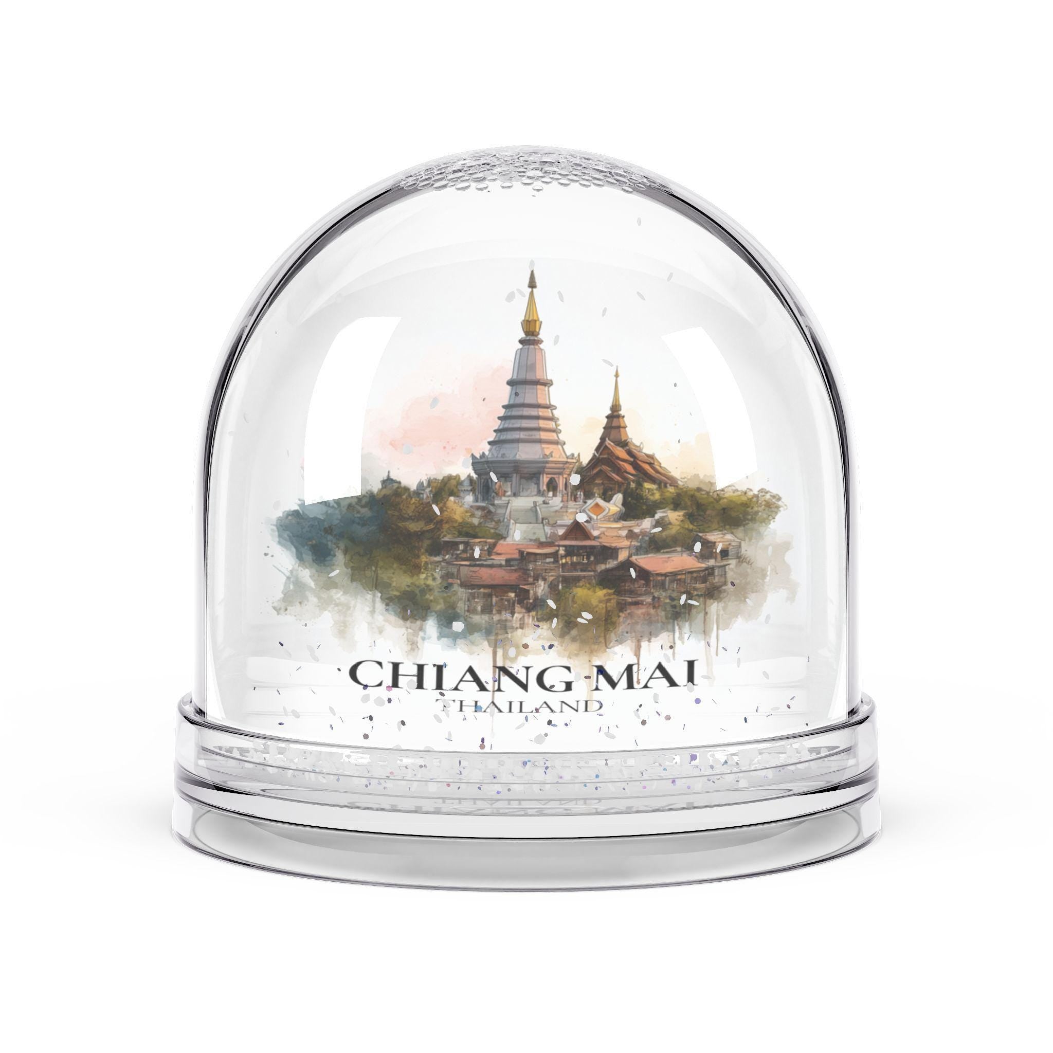 Chiang Mai Thailand Snow Globe, Personalized Watercolor, Custom Travel Souvenir Keepsake City Dome
