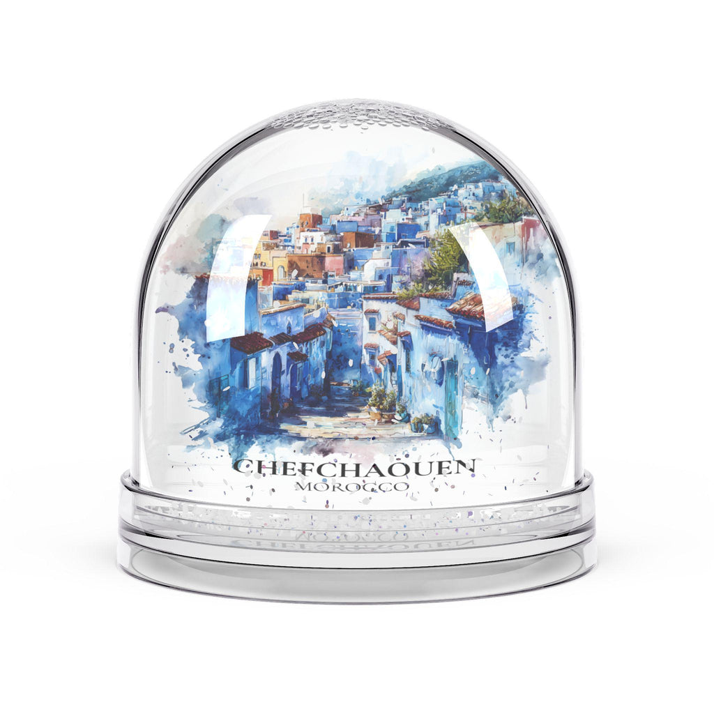 Chefchaouen Morocco Snow Globe, Personalized Watercolor, Custom Travel Souvenir Keepsake City Dome