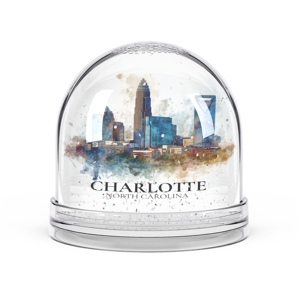Charlotte North Carolina Snow Globe, Personalized Watercolor, Custom Travel Souvenir Keepsake City Dome