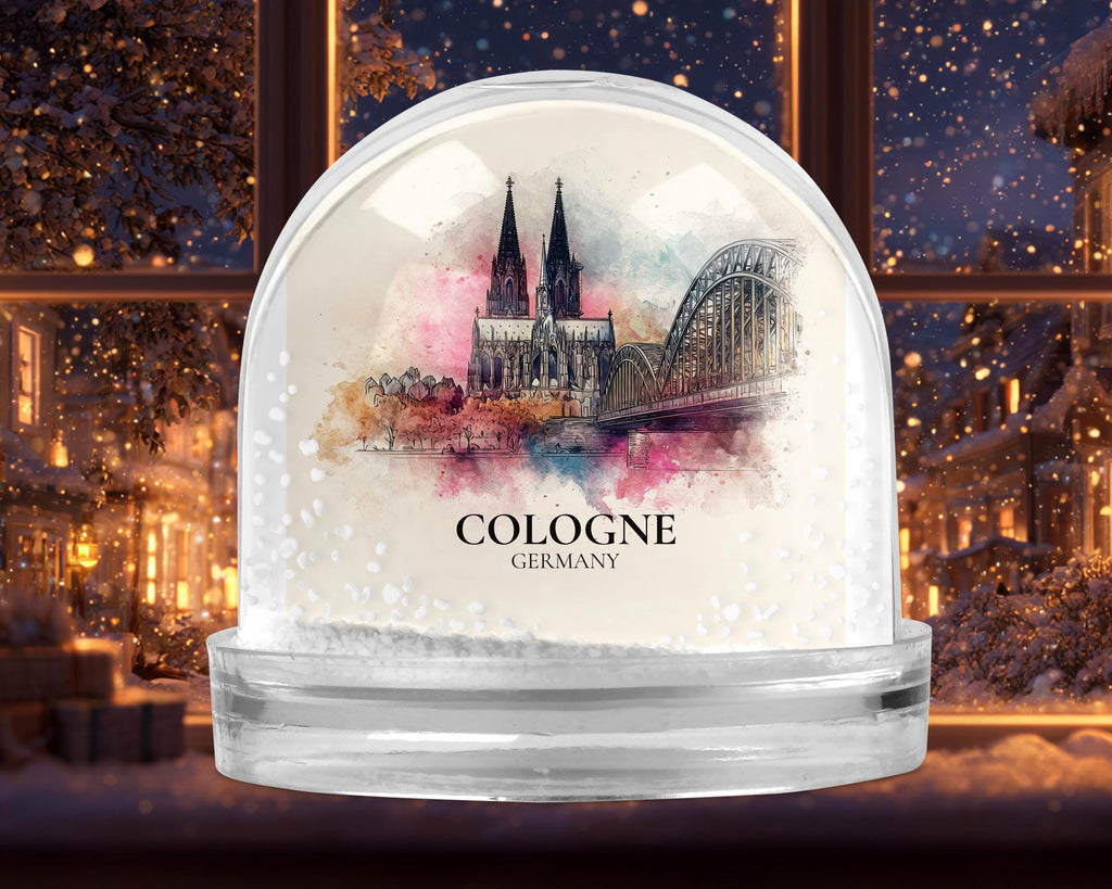 Cologne Germany Snow Globe, Personalized Watercolor, Custom Travel Souvenir Keepsake City Dome