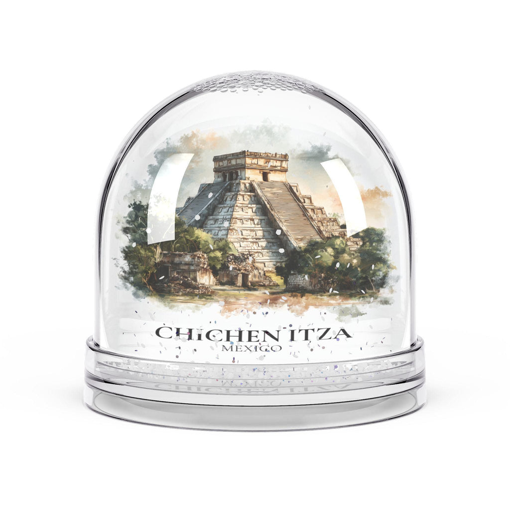Chichen Itza Mexico Snow Globe, Personalized Watercolor, Custom Travel Souvenir Keepsake City Dome