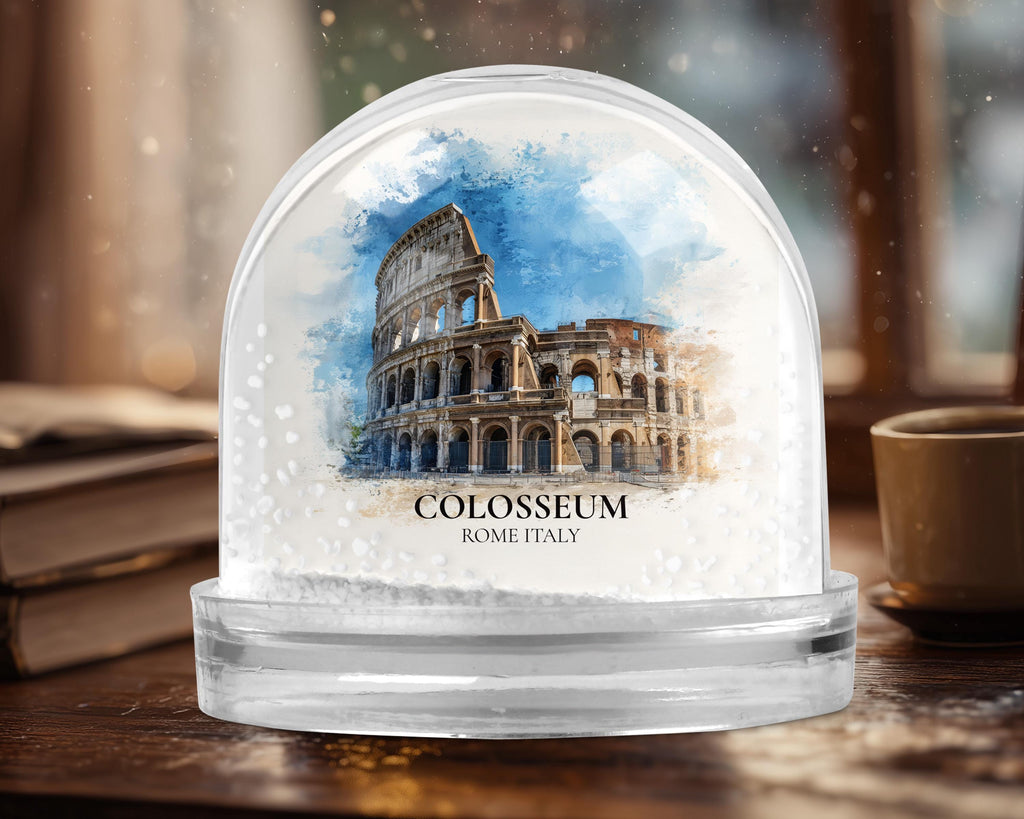 Colosseum Italy Snow Globe, Personalized Watercolor, Custom Travel Souvenir Keepsake City Dome