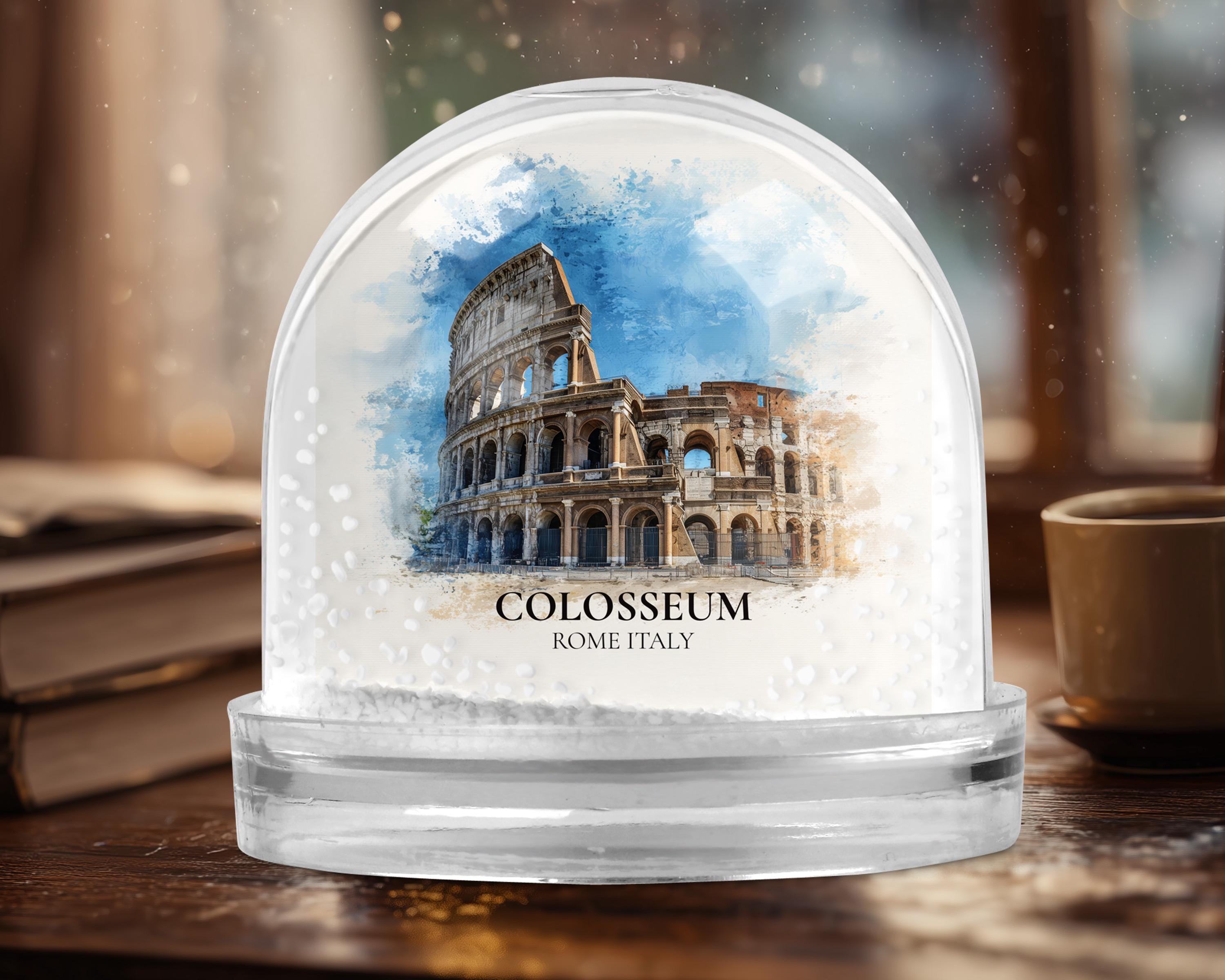 Colosseum Italy Snow Globe, Personalized Watercolor, Custom Travel Souvenir Keepsake City Dome