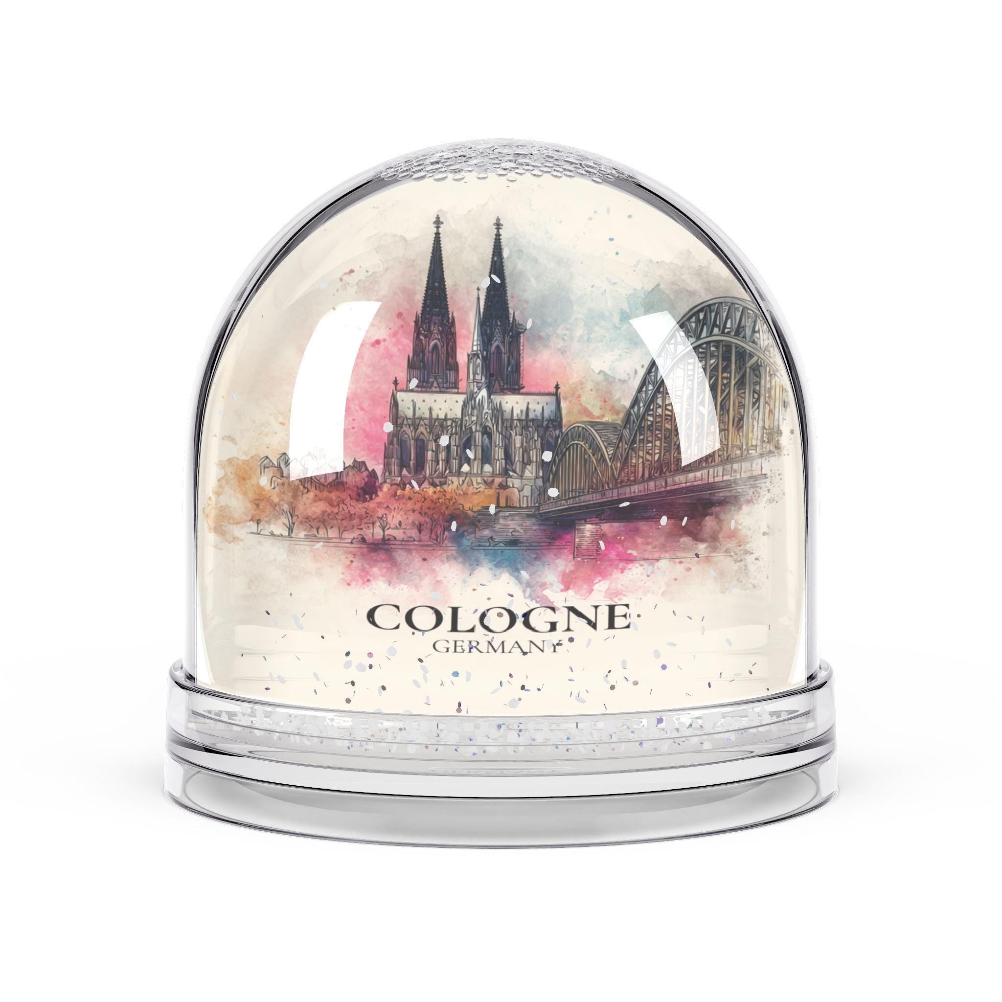 Cologne Germany Snow Globe, Personalized Watercolor, Custom Travel Souvenir Keepsake City Dome