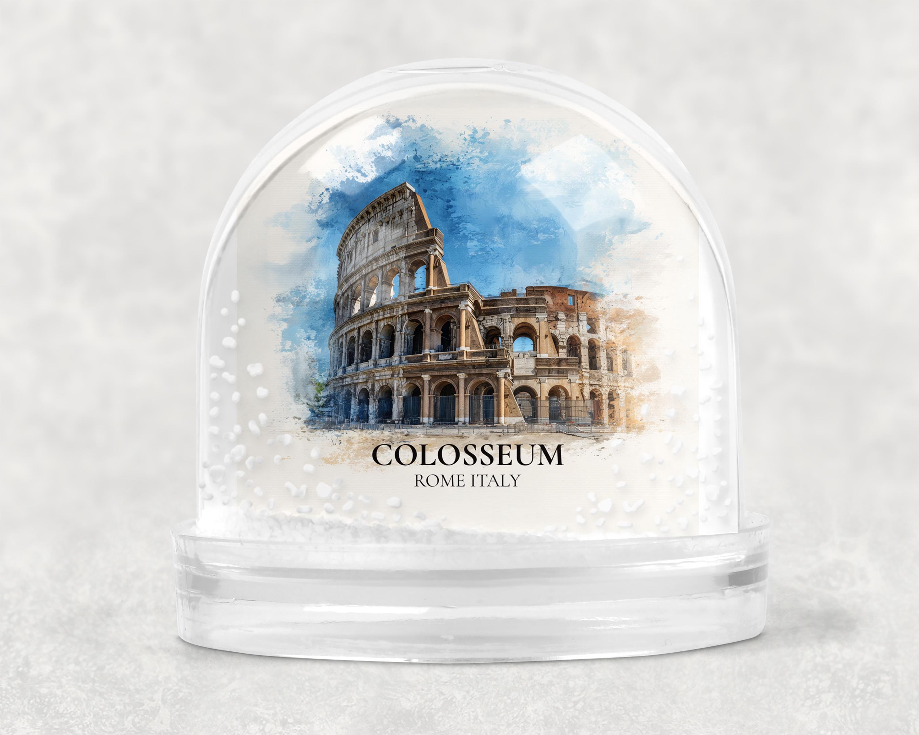 Colosseum Italy Snow Globe, Personalized Watercolor, Custom Travel Souvenir Keepsake City Dome