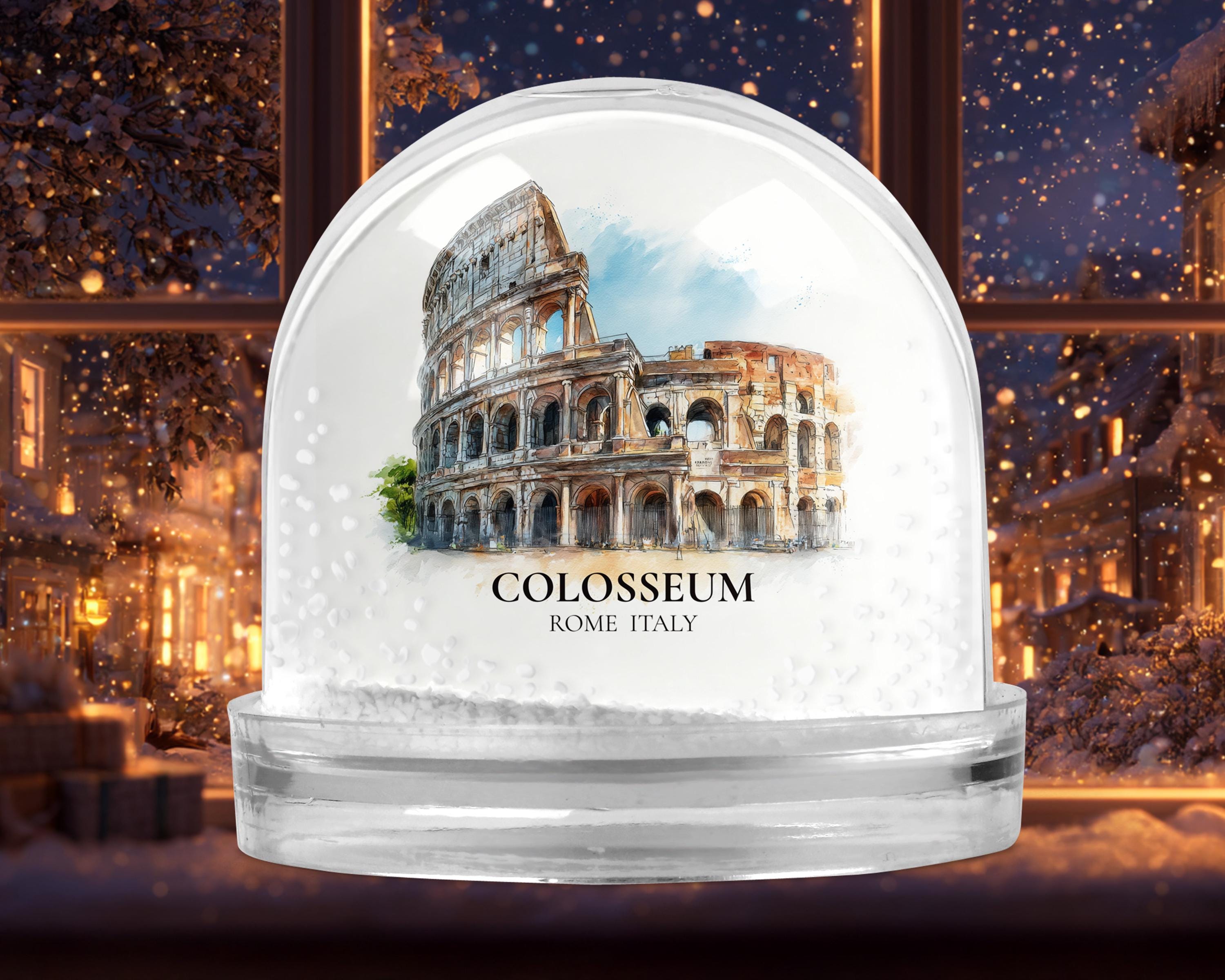 Colosseum Snow Globe Italy, Personalized Watercolor, Custom Travel Souvenir Keepsake City Dome