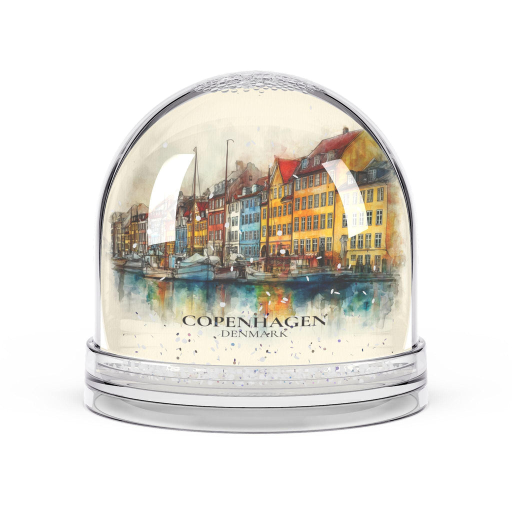 Copenhagen Denmark Snow Globe, Personalized Watercolor, Custom Travel Souvenir Keepsake City Dome
