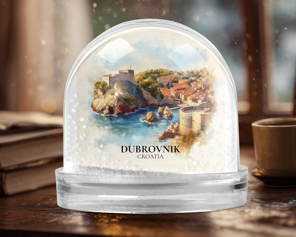 Dubrovnik Croatia Snow Globe, Personalized Watercolor, Custom Travel Souvenir Keepsake City Dome