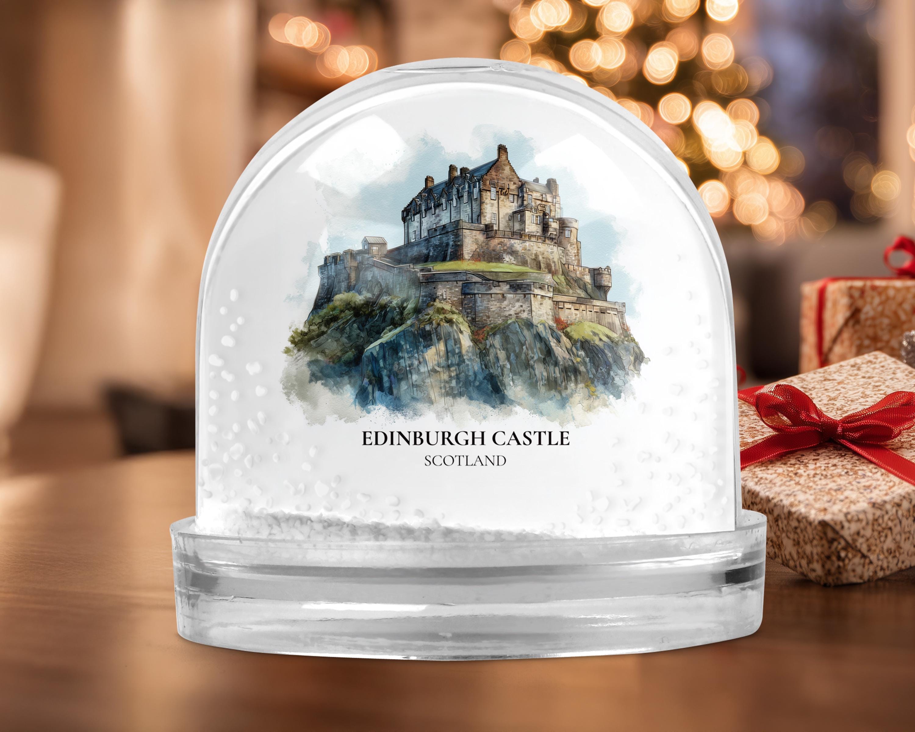 Edinburgh Castle Scotland Snow Globe, Personalized Watercolor, Custom Travel Souvenir Keepsake City Dome