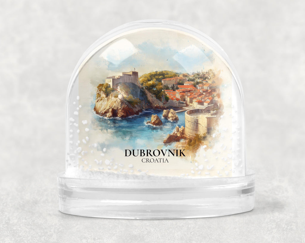 Dubrovnik Croatia Snow Globe, Personalized Watercolor, Custom Travel Souvenir Keepsake City Dome