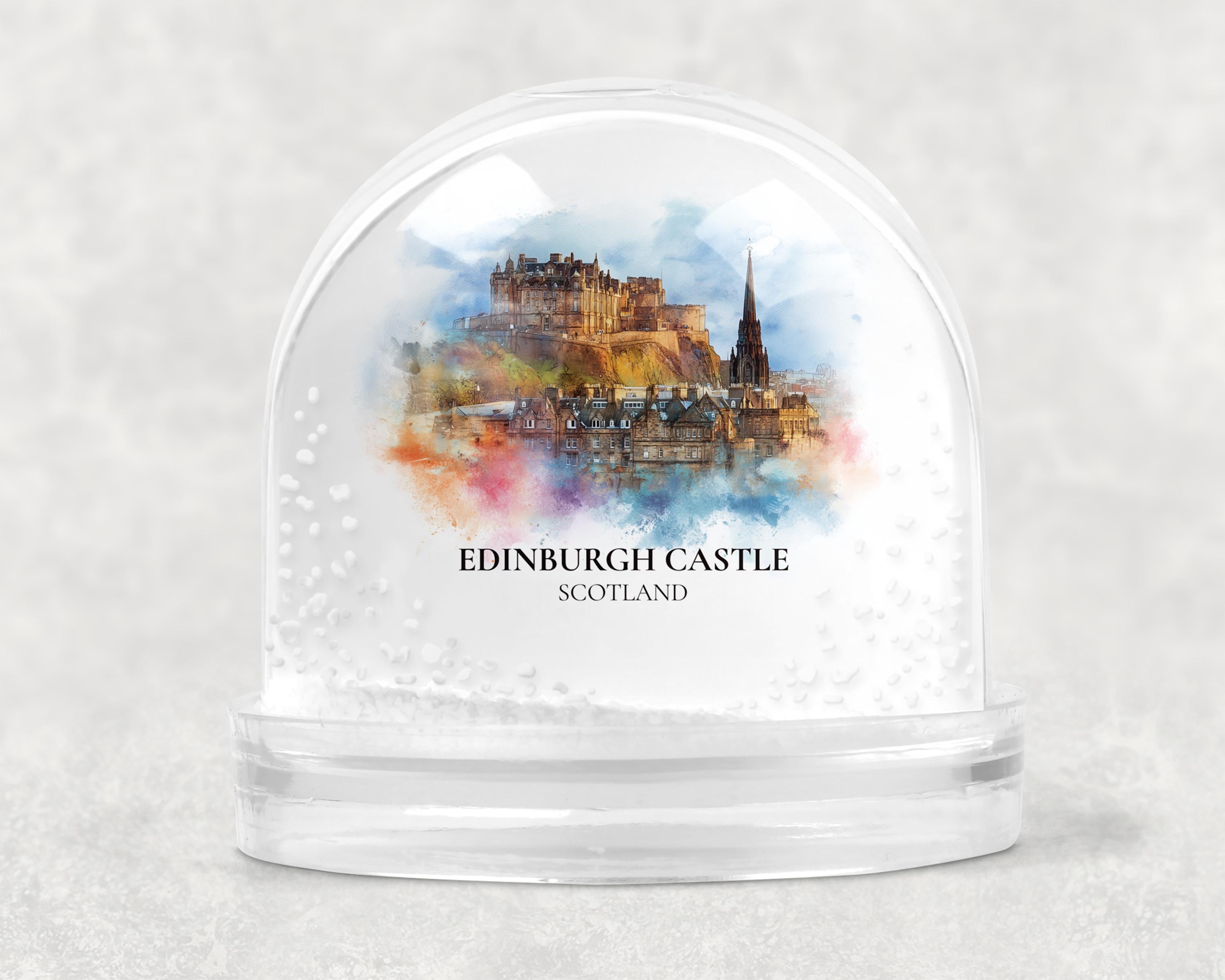 Edinburgh Snow Globe Scotland, Personalized Watercolor, Custom Travel Souvenir Keepsake City Dome