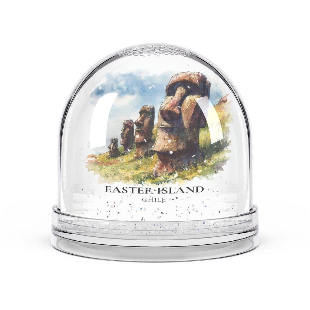 Easter Island Chile Snow Globe, Personalized Watercolor, Custom Travel Souvenir Keepsake City Dome