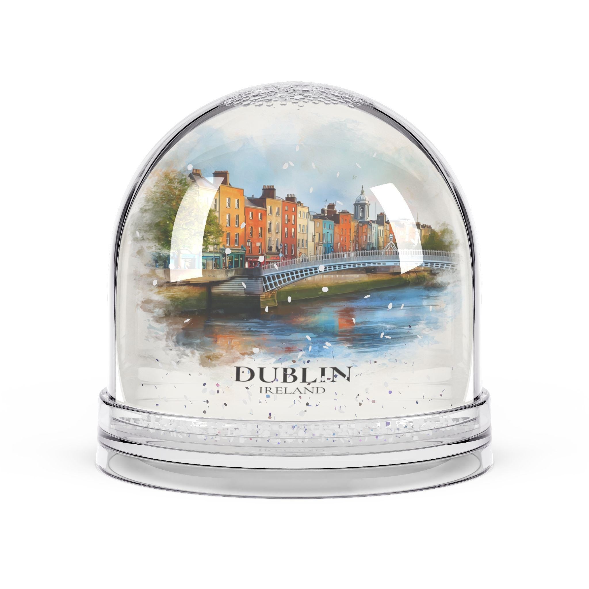 Dublin Ireland Snow Globe, Personalized Watercolor, Custom Travel Souvenir Keepsake City Dome