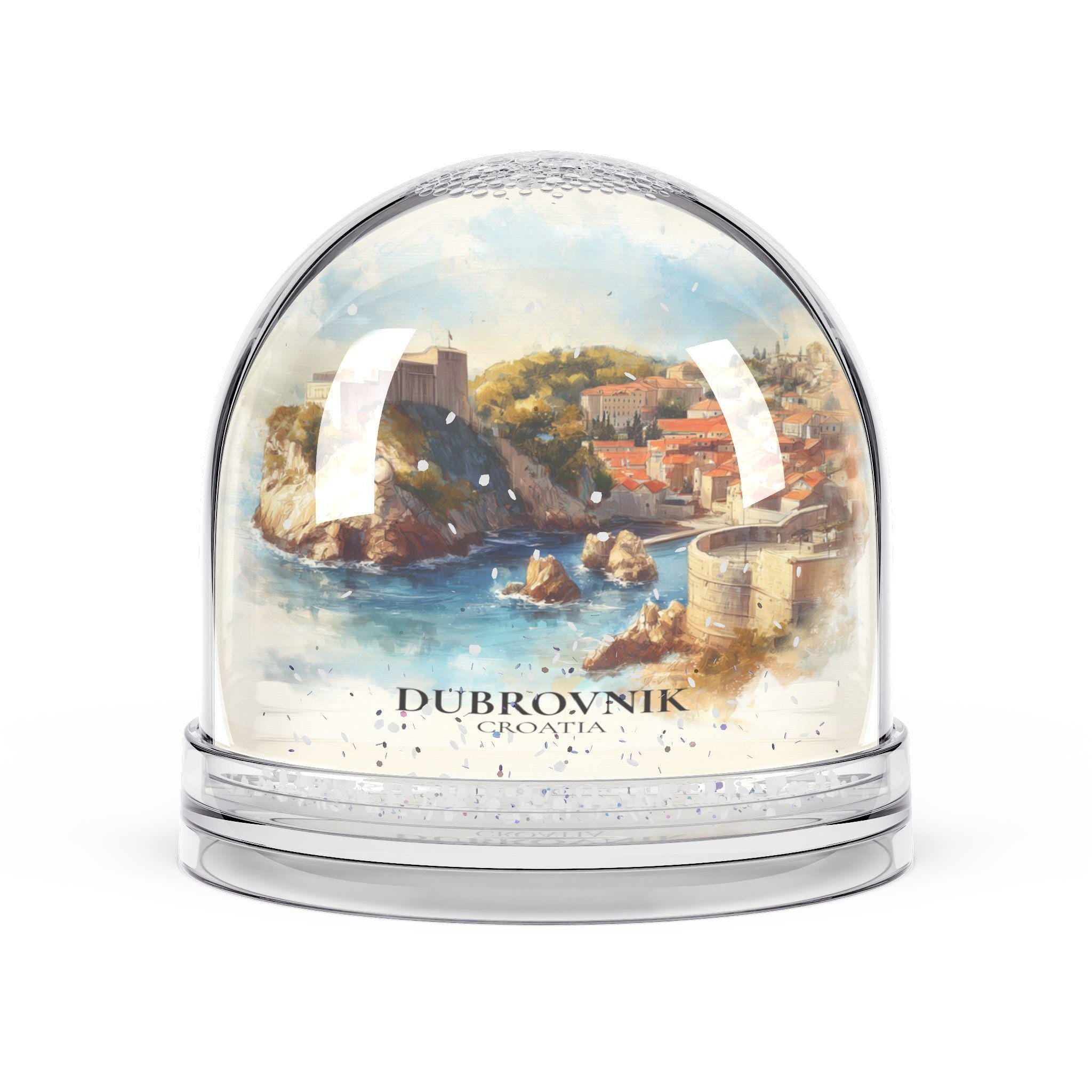 Dubrovnik Croatia Snow Globe, Personalized Watercolor, Custom Travel Souvenir Keepsake City Dome