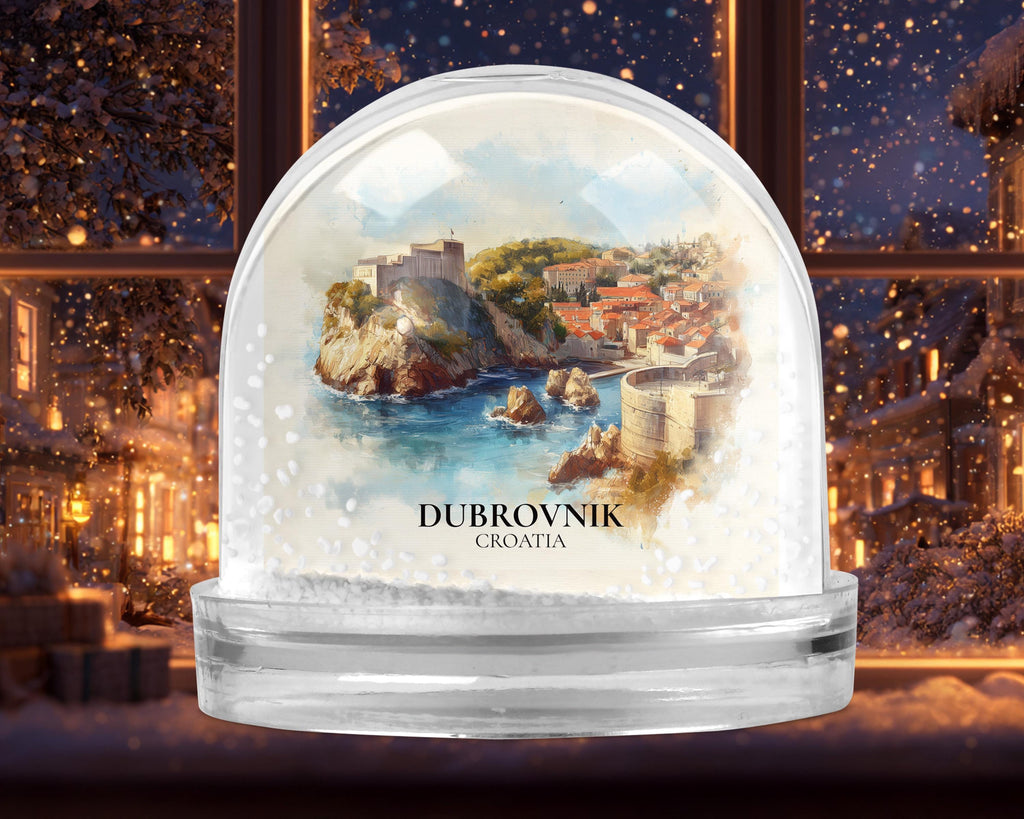 Dubrovnik Croatia Snow Globe, Personalized Watercolor, Custom Travel Souvenir Keepsake City Dome