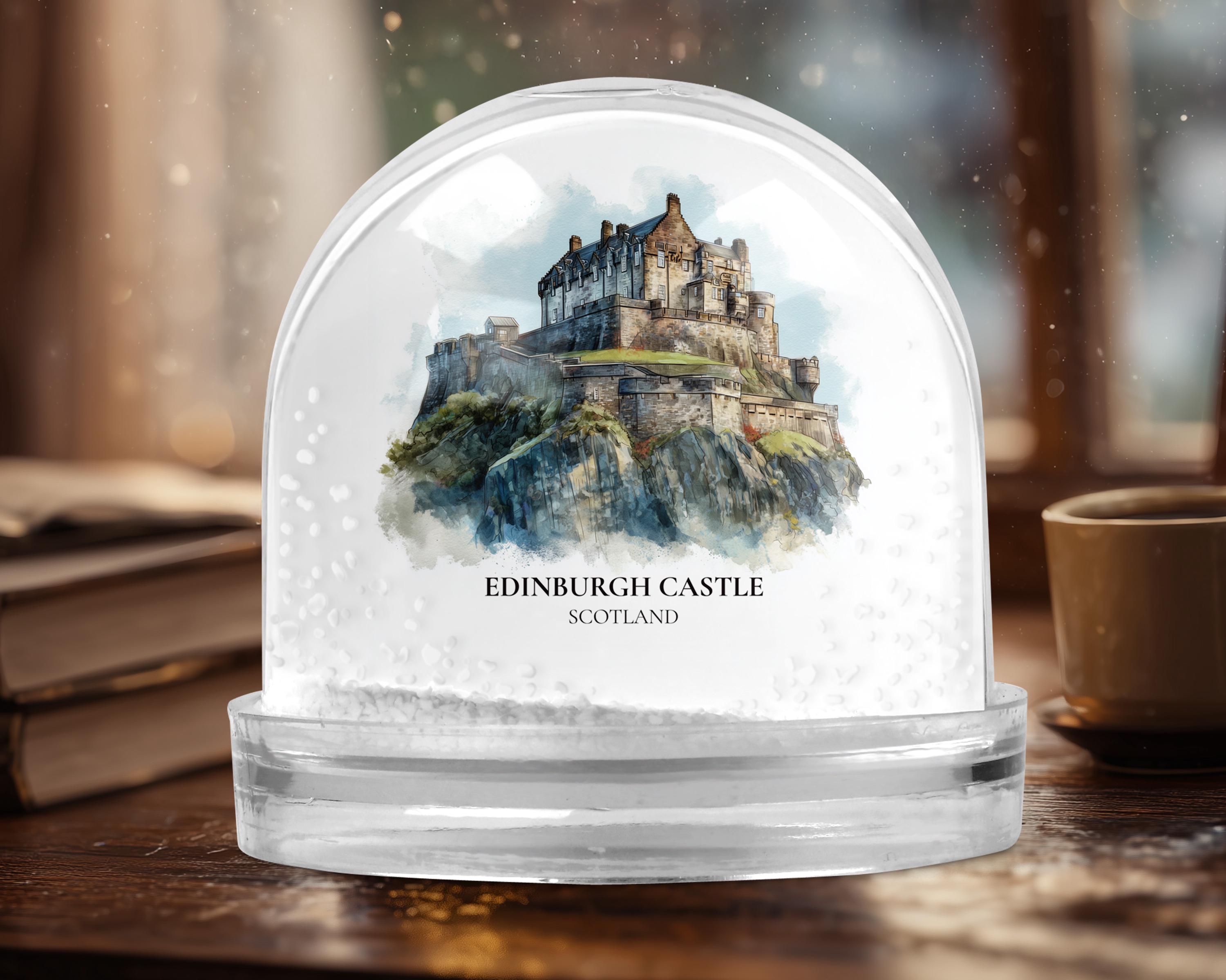 Edinburgh Castle Scotland Snow Globe, Personalized Watercolor, Custom Travel Souvenir Keepsake City Dome