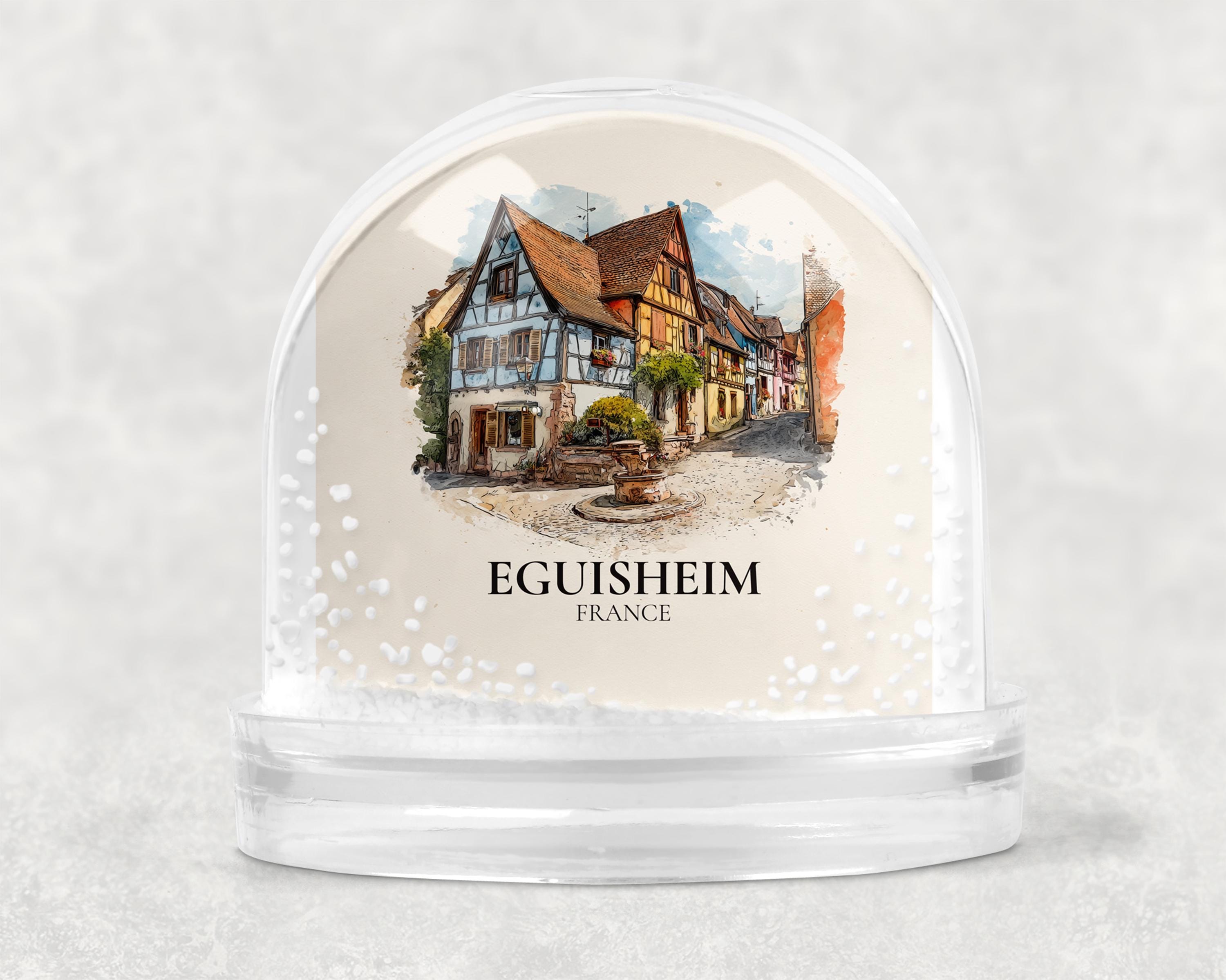 Eguisheim France Snow Globe, Personalized Watercolor, Custom Travel Souvenir Keepsake City Dome