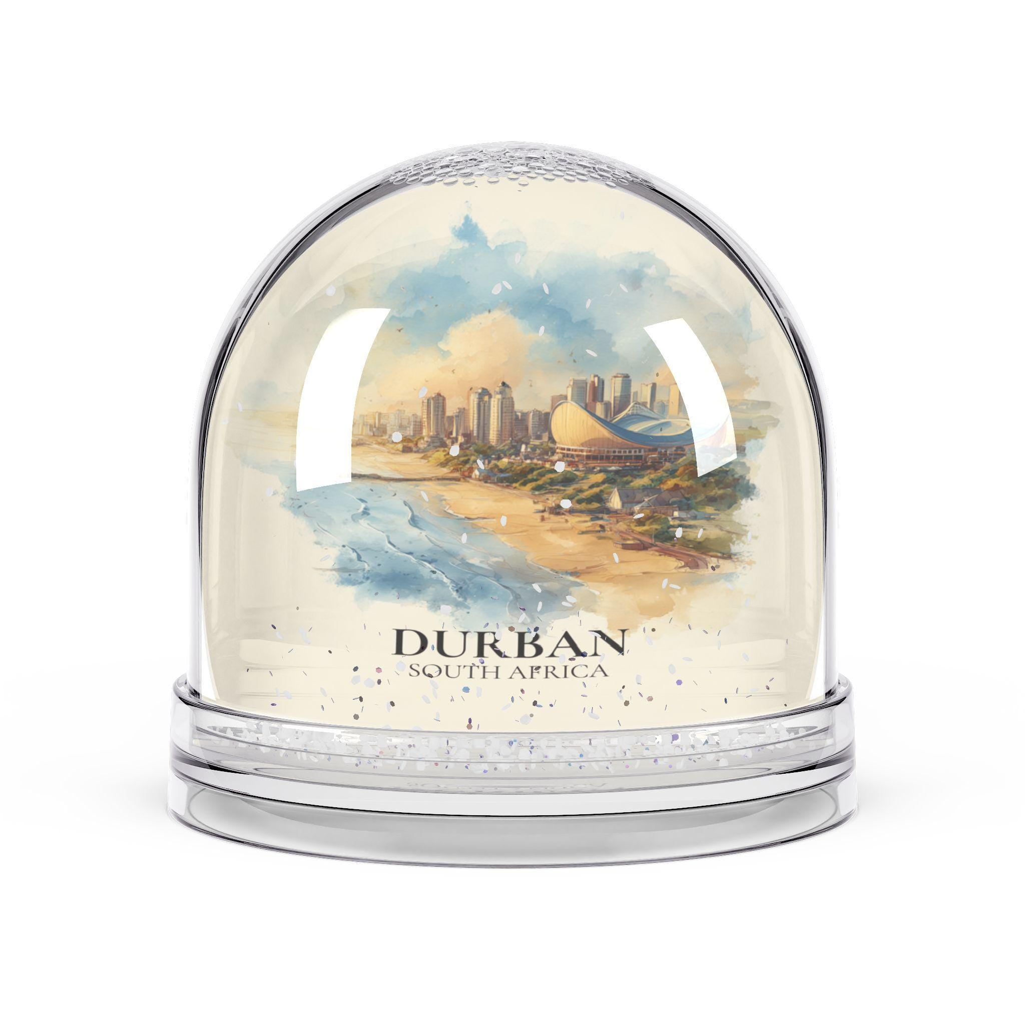 Durban South Africa Snow Globe, Personalized Watercolor, Custom Travel Souvenir Keepsake City Dome