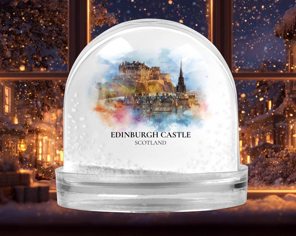 Edinburgh Snow Globe Scotland, Personalized Watercolor, Custom Travel Souvenir Keepsake City Dome