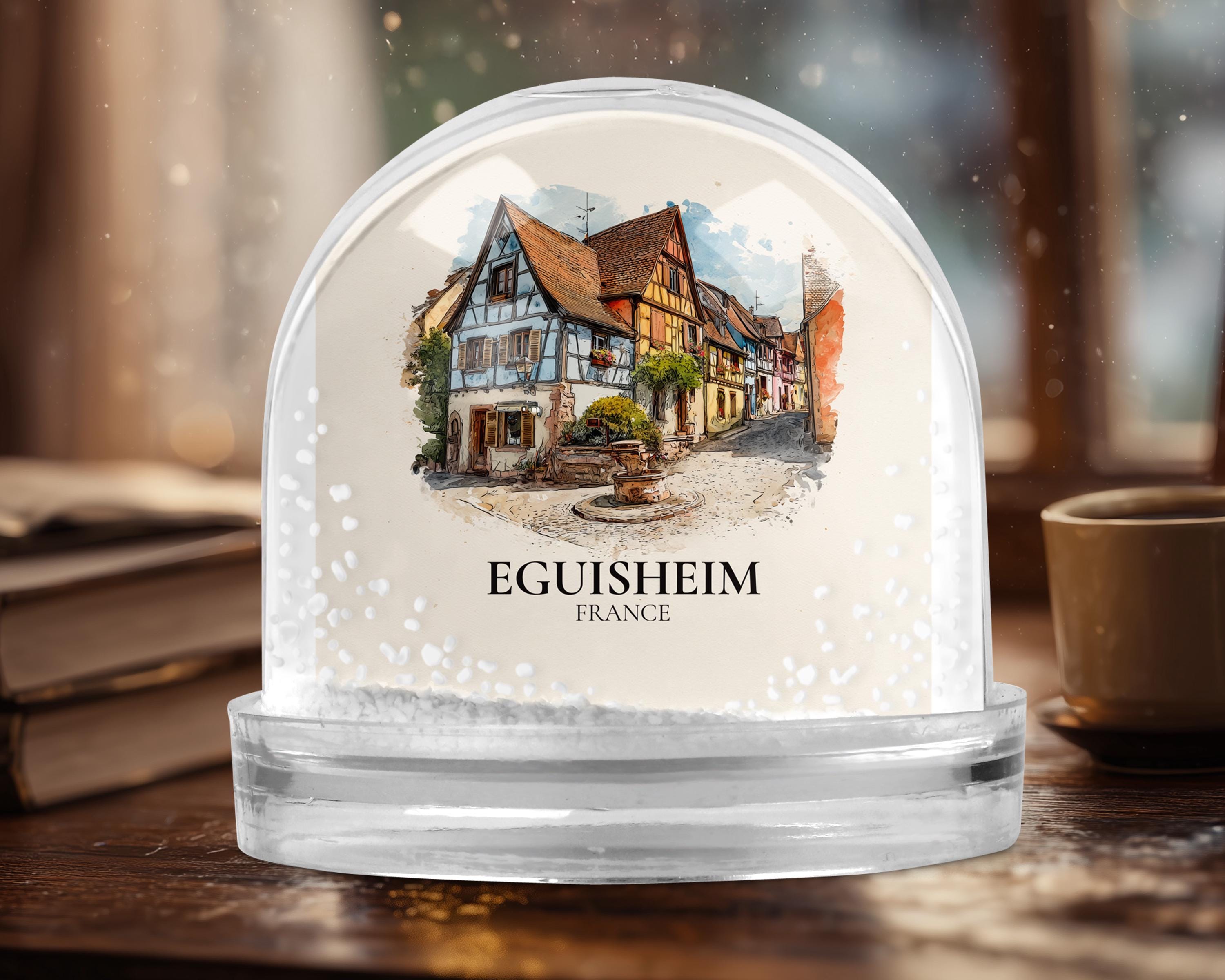Eguisheim France Snow Globe, Personalized Watercolor, Custom Travel Souvenir Keepsake City Dome