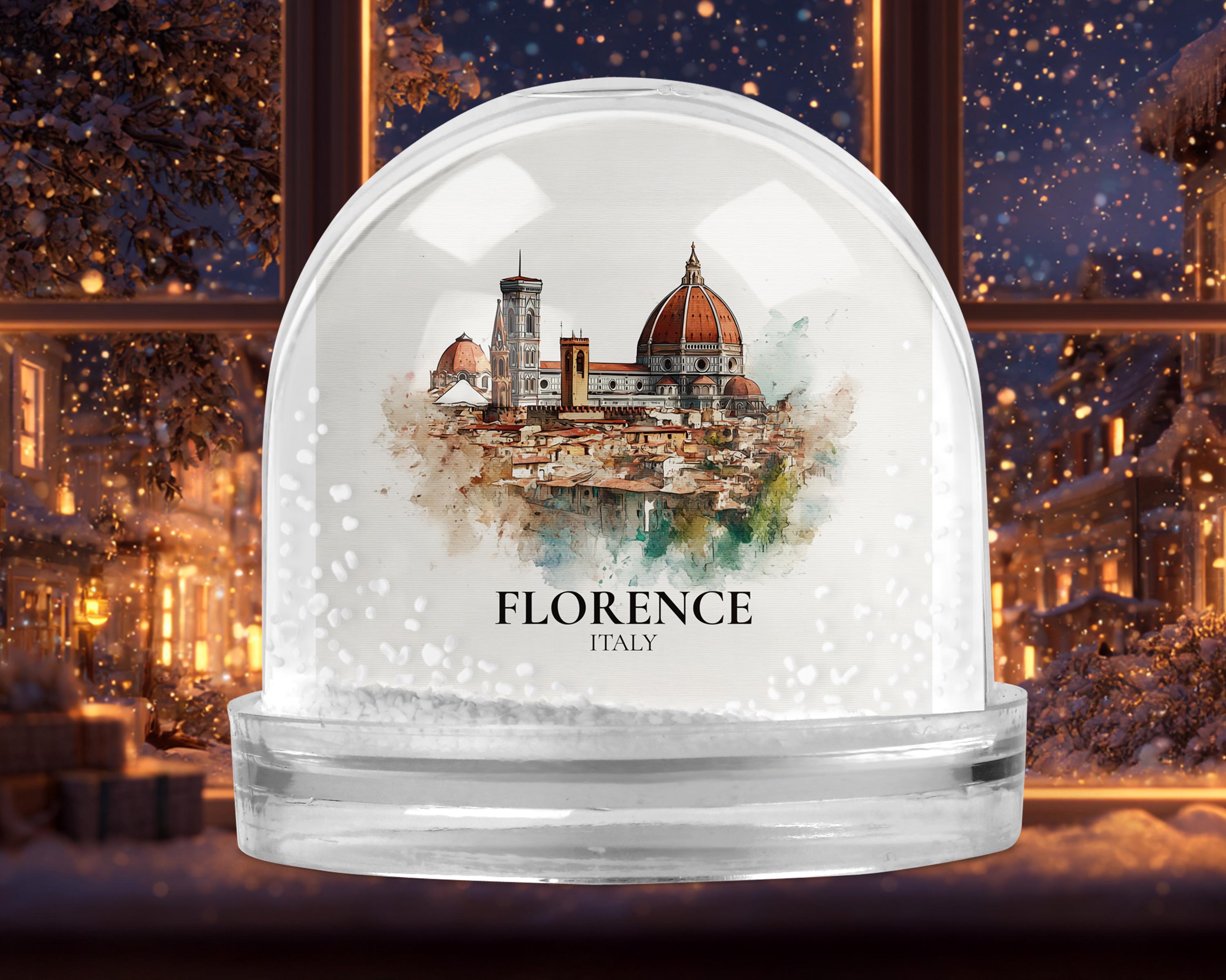 Florence Italy Snow Globe, Personalized Watercolor, Custom Travel Souvenir Keepsake City Dome