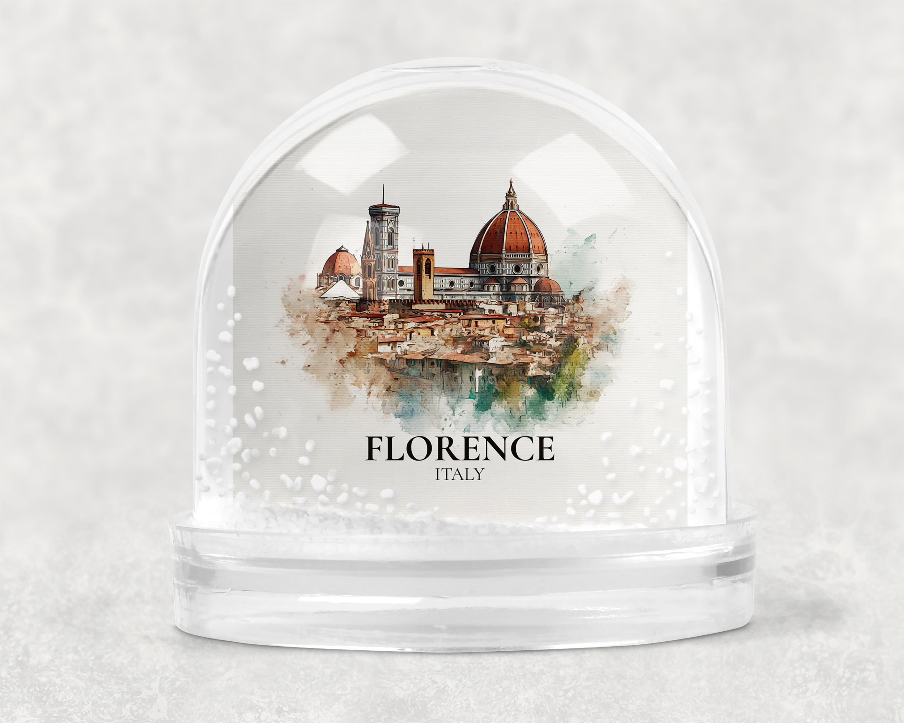 Florence Italy Snow Globe, Personalized Watercolor, Custom Travel Souvenir Keepsake City Dome