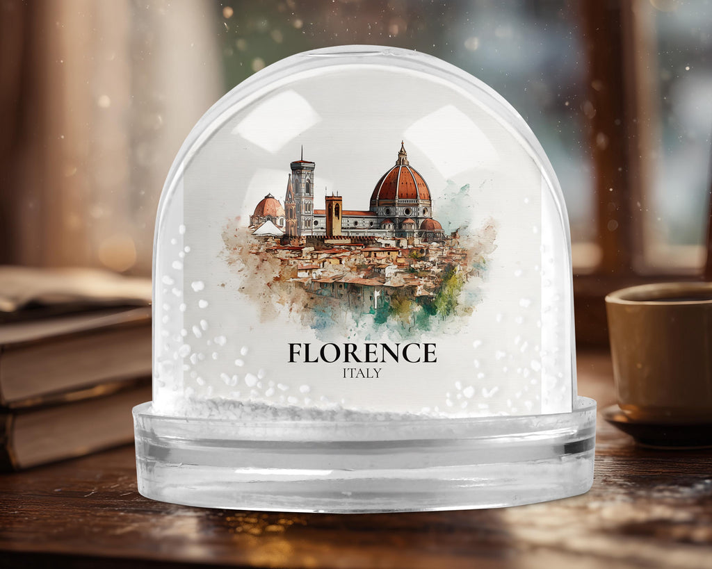 Florence Italy Snow Globe, Personalized Watercolor, Custom Travel Souvenir Keepsake City Dome