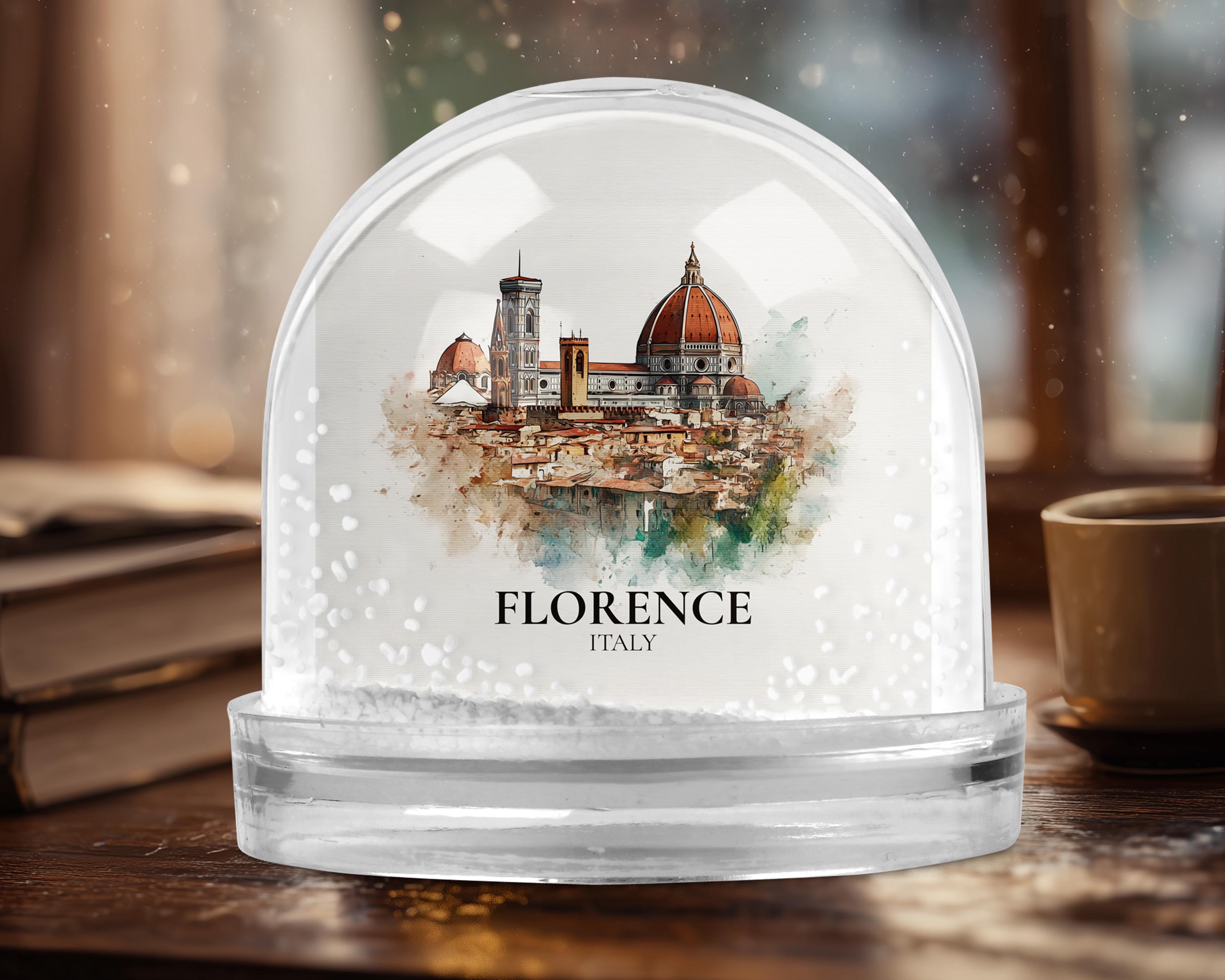 Florence Italy Snow Globe, Personalized Watercolor, Custom Travel Souvenir Keepsake City Dome