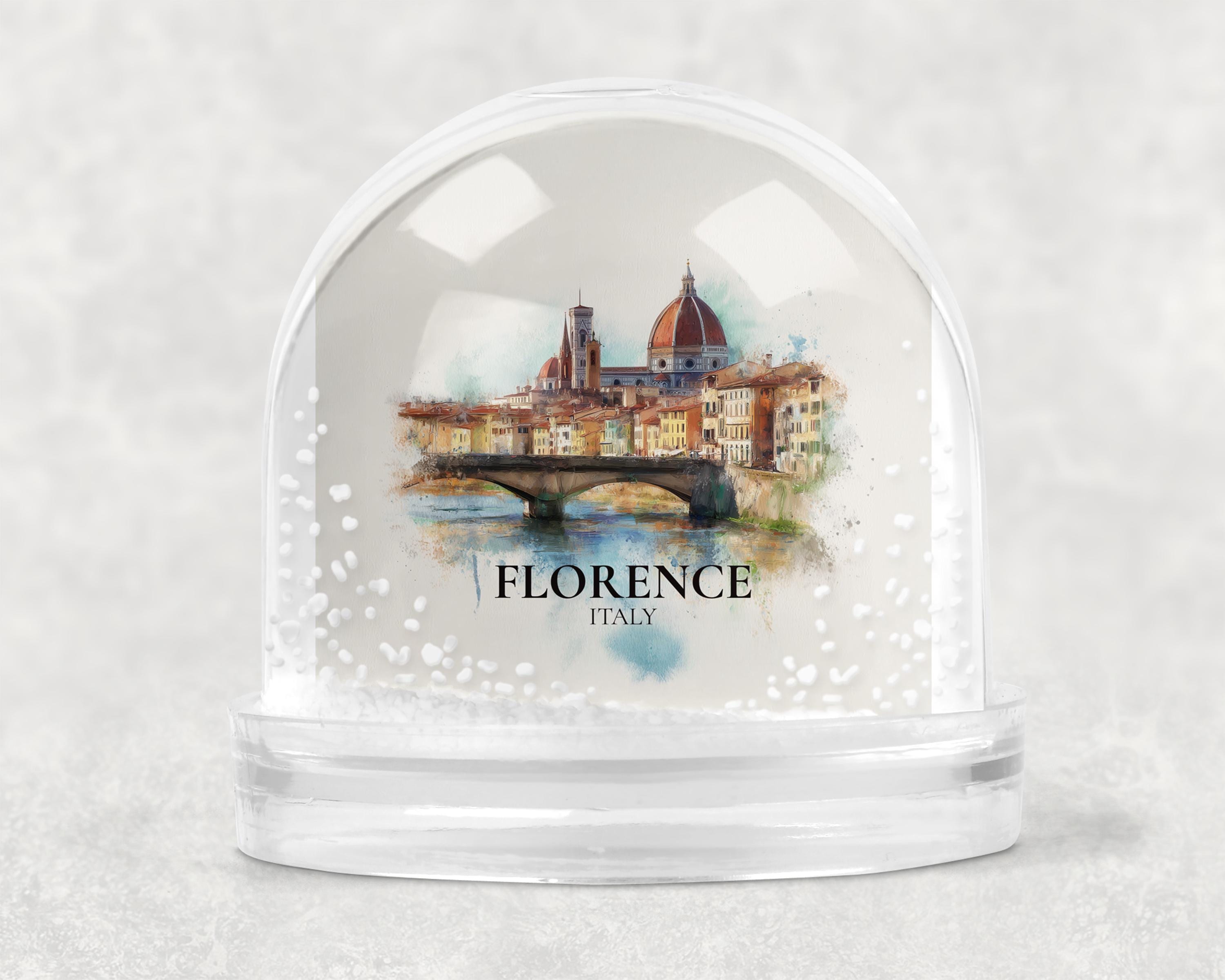 Florence Snow Globe Italy, Personalized Watercolor, Custom Travel Souvenir Keepsake City Dome