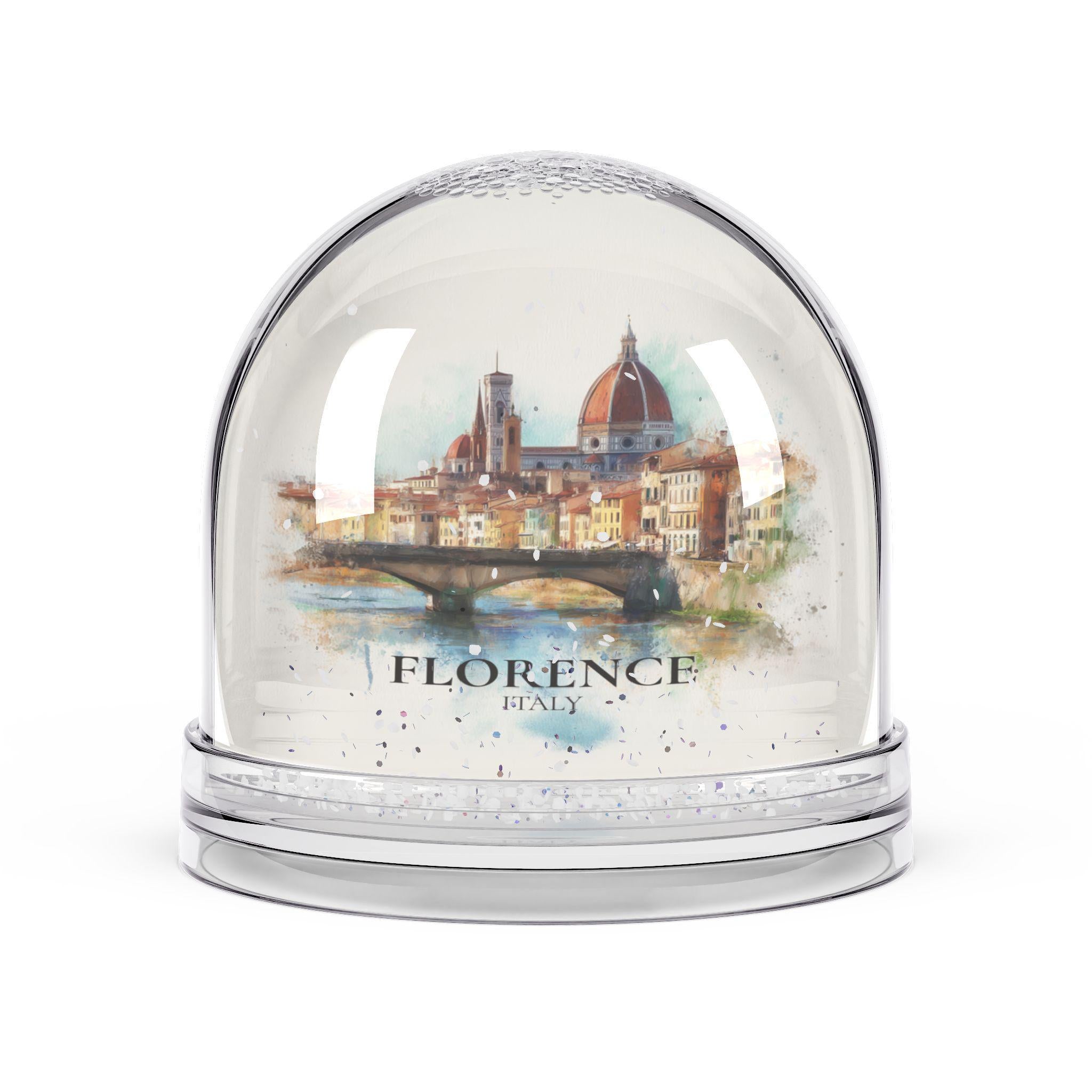 Florence Snow Globe Italy, Personalized Watercolor, Custom Travel Souvenir Keepsake City Dome