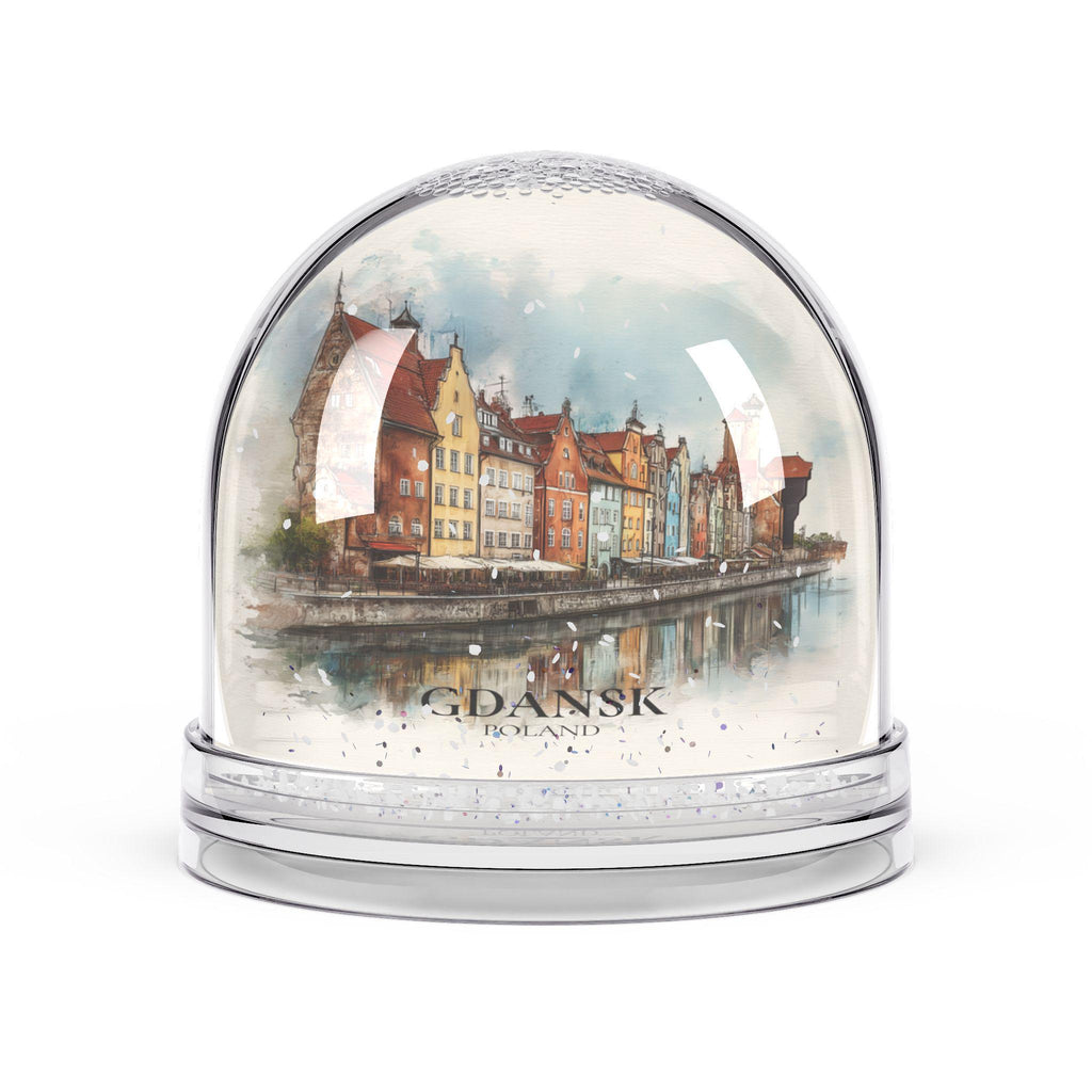 Gdansk Poland Snow Globe, Personalized Watercolor, Custom Travel Souvenir Keepsake City Dome