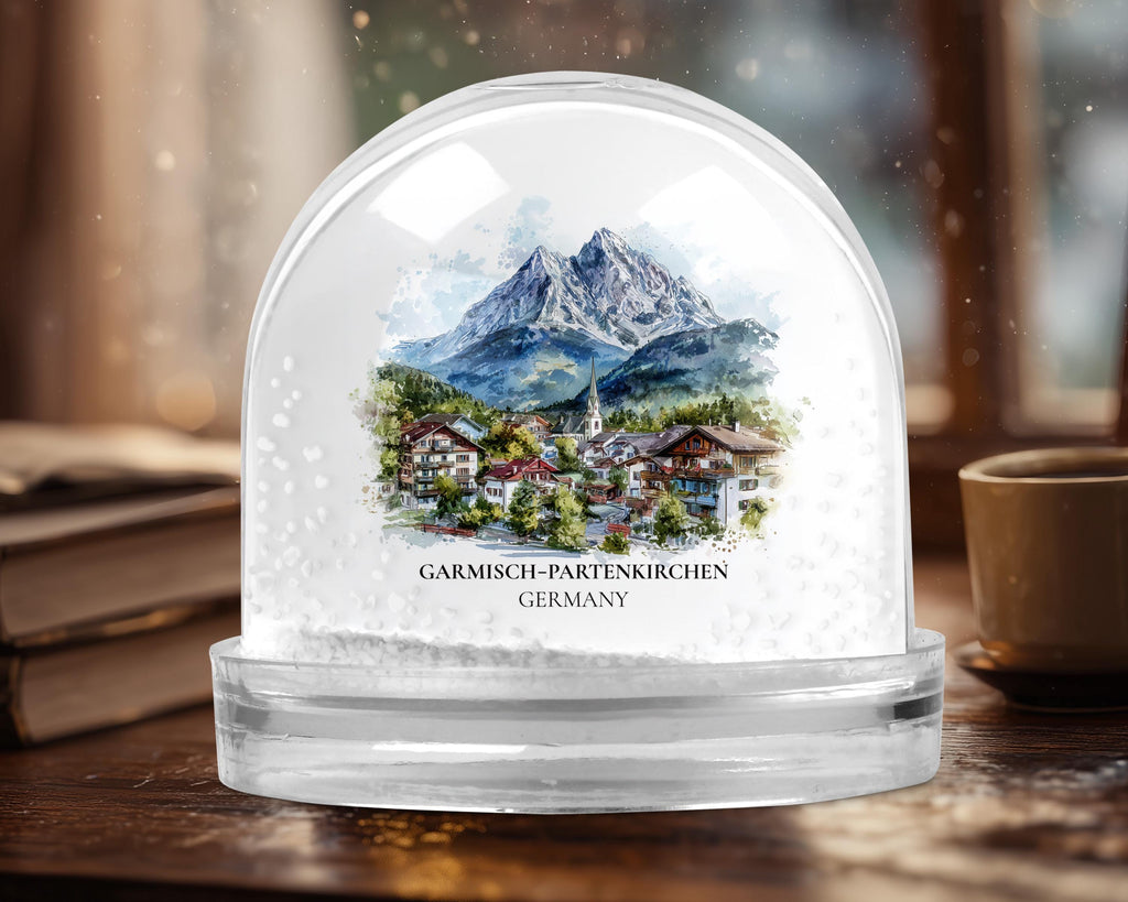 Garmisch Partenkirchen Germany Snow Globe, Personalized Watercolor, Custom Travel Souvenir Keepsake City Dome