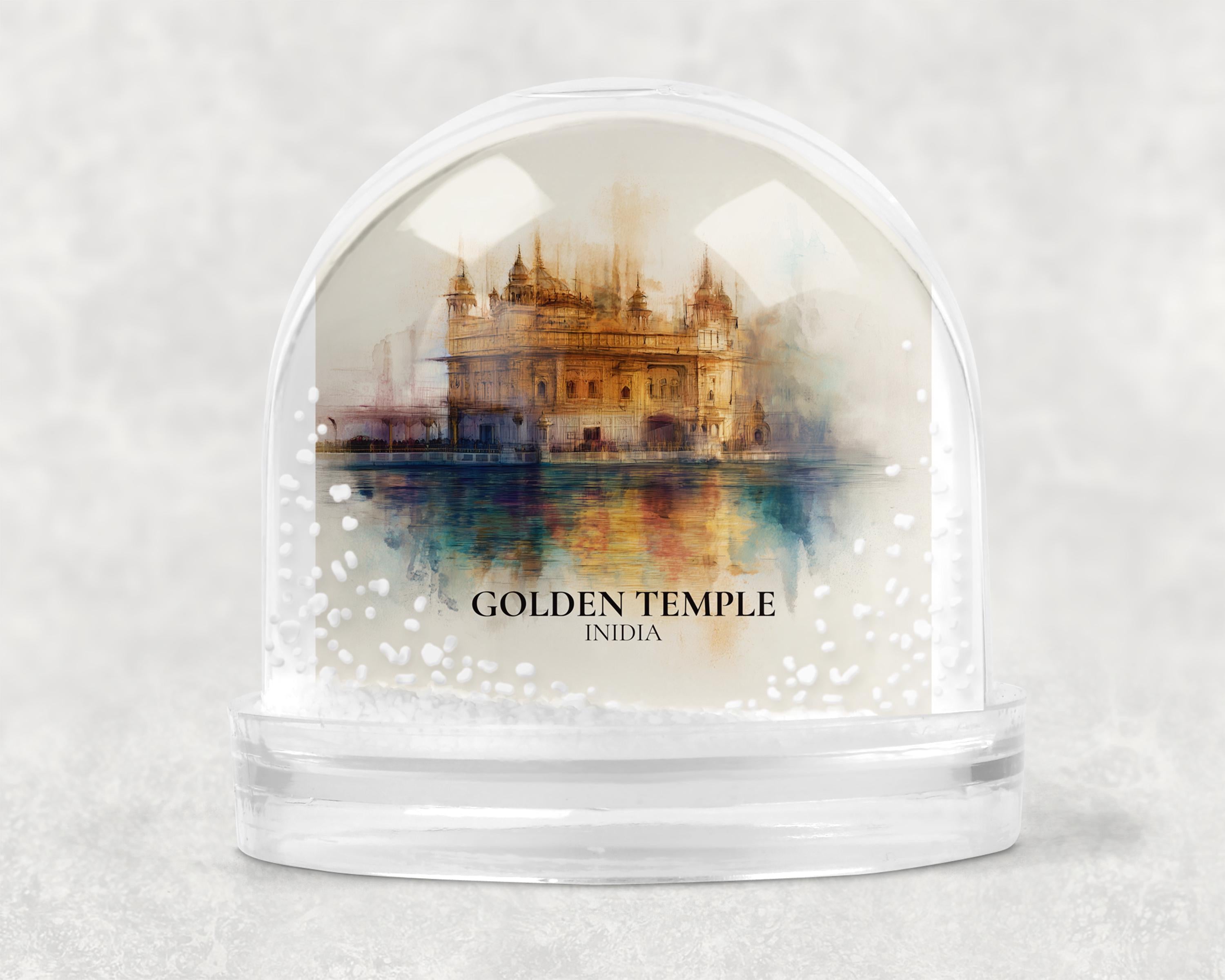 Golden Temple India Snow Globe, Personalized Watercolor, Custom Travel Souvenir Keepsake City Dome