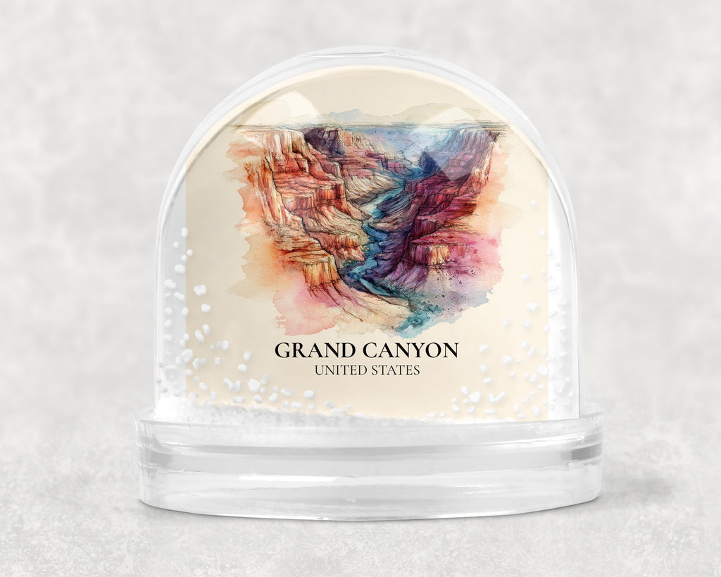 Grand Canyon United States Snow Globe, Personalized Watercolor, Custom Travel Souvenir Keepsake City Dome