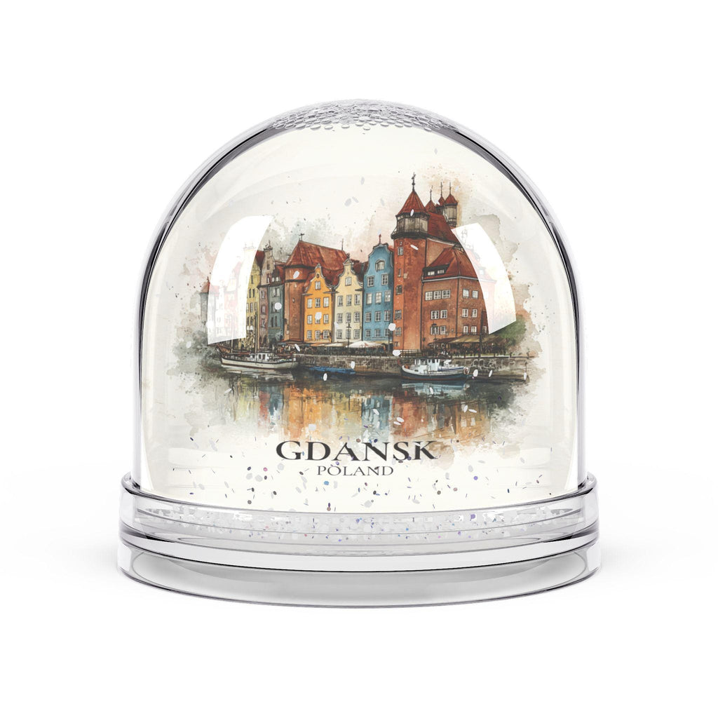 Gdansk Snow Globe Poland, Personalized Watercolor, Custom Travel Souvenir Keepsake City Dome