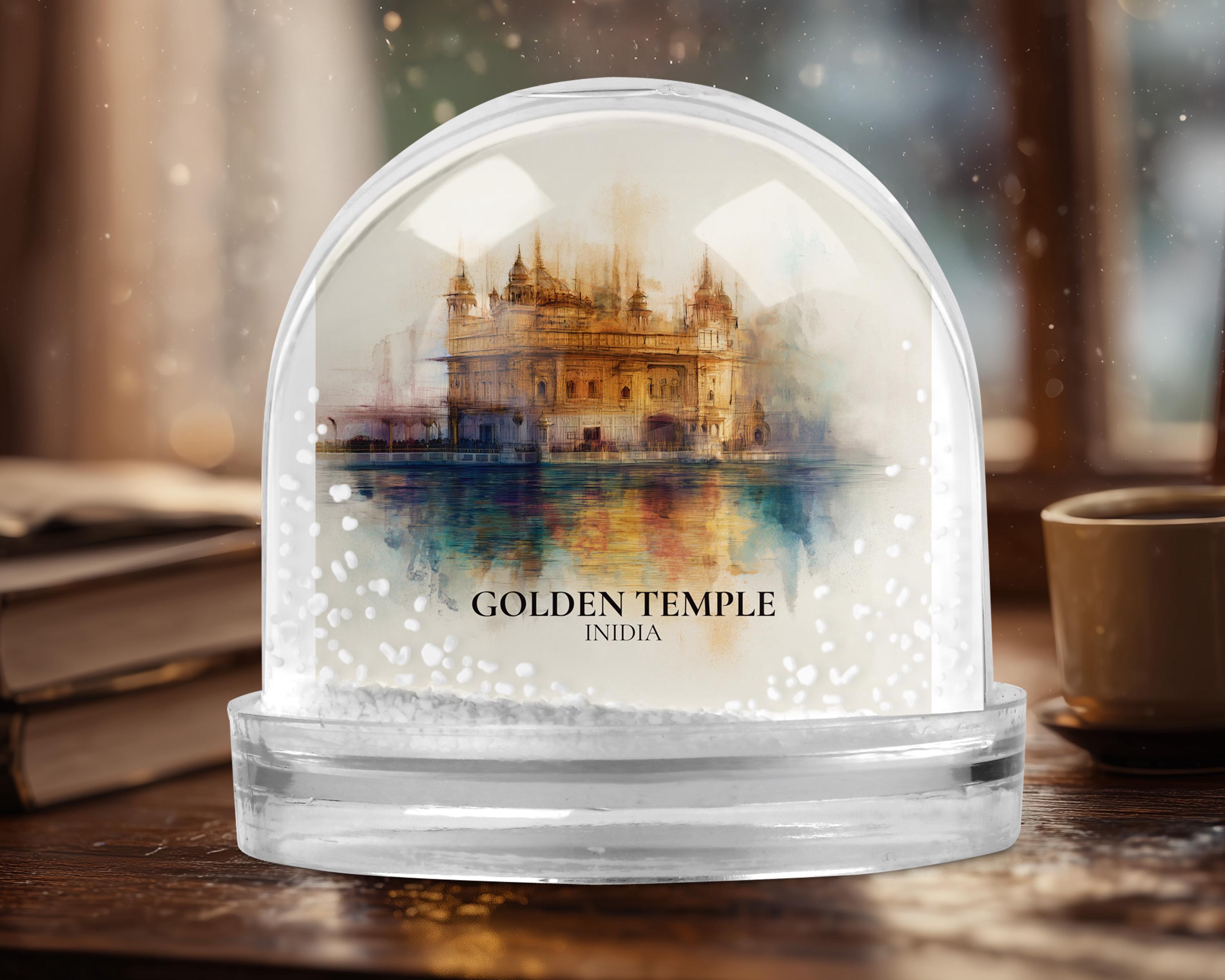 Golden Temple India Snow Globe, Personalized Watercolor, Custom Travel Souvenir Keepsake City Dome