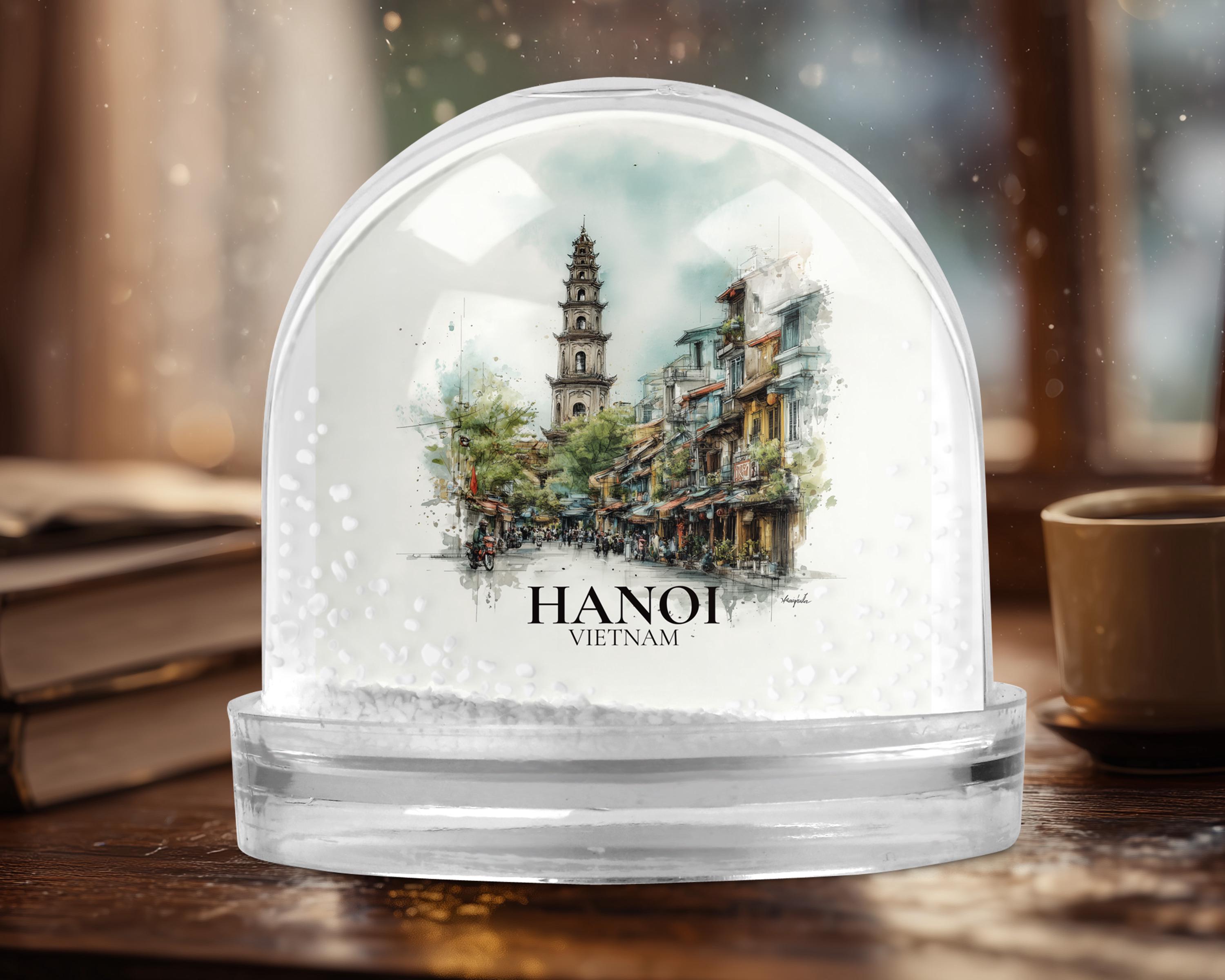 Hanoi Vietnam Snow Globe, Personalized Watercolor, Custom Travel Souvenir Keepsake City Dome