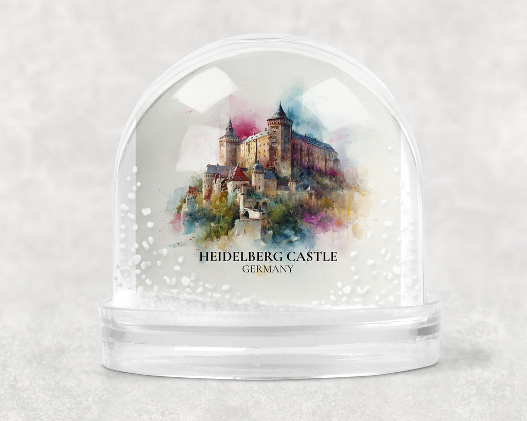Heidelberg Castle Germany Snow Globe, Personalized Watercolor, Custom Travel Souvenir Keepsake City Dome