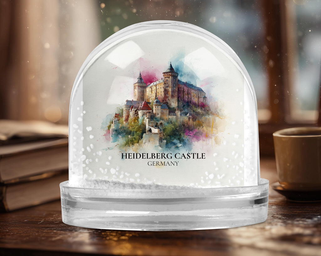Heidelberg Castle Germany Snow Globe, Personalized Watercolor, Custom Travel Souvenir Keepsake City Dome