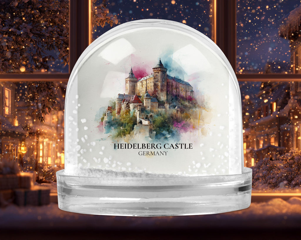 Heidelberg Castle Germany Snow Globe, Personalized Watercolor, Custom Travel Souvenir Keepsake City Dome