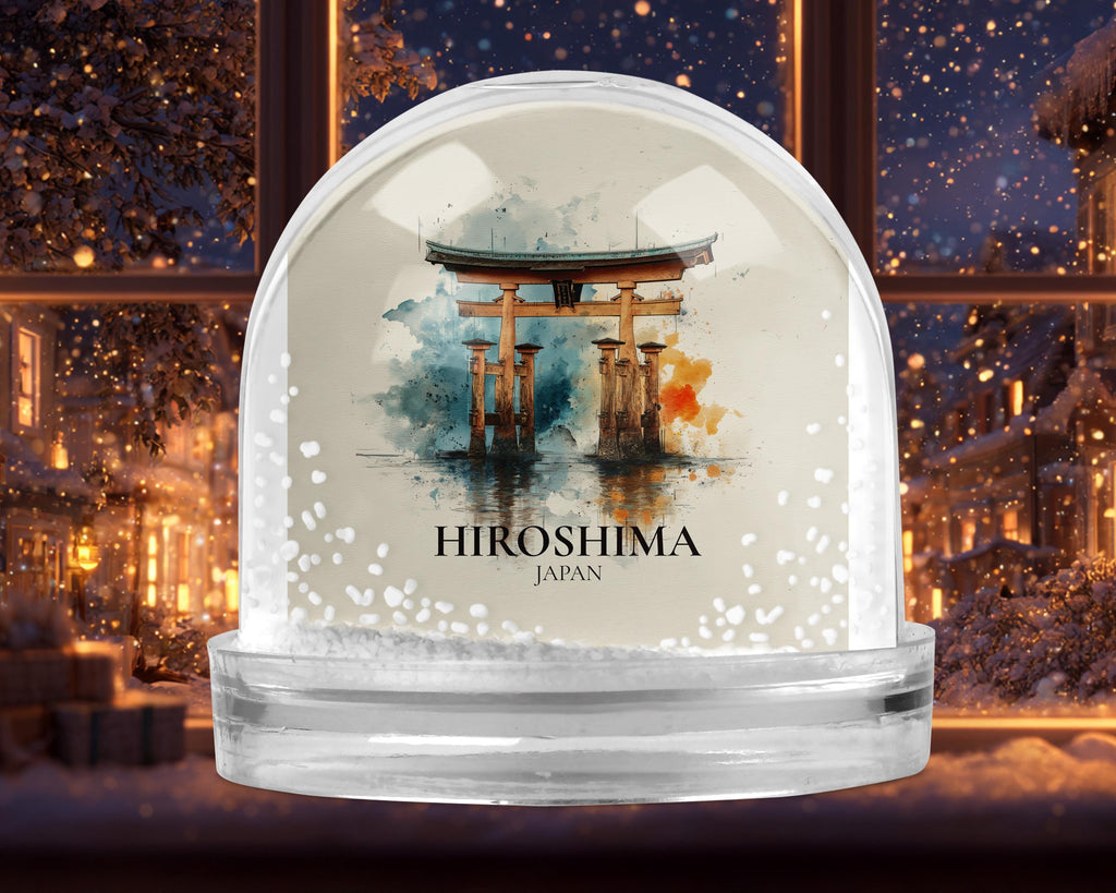 Hiroshima Japan Snow Globe, Personalized Watercolor, Custom Travel Souvenir Keepsake City Dome
