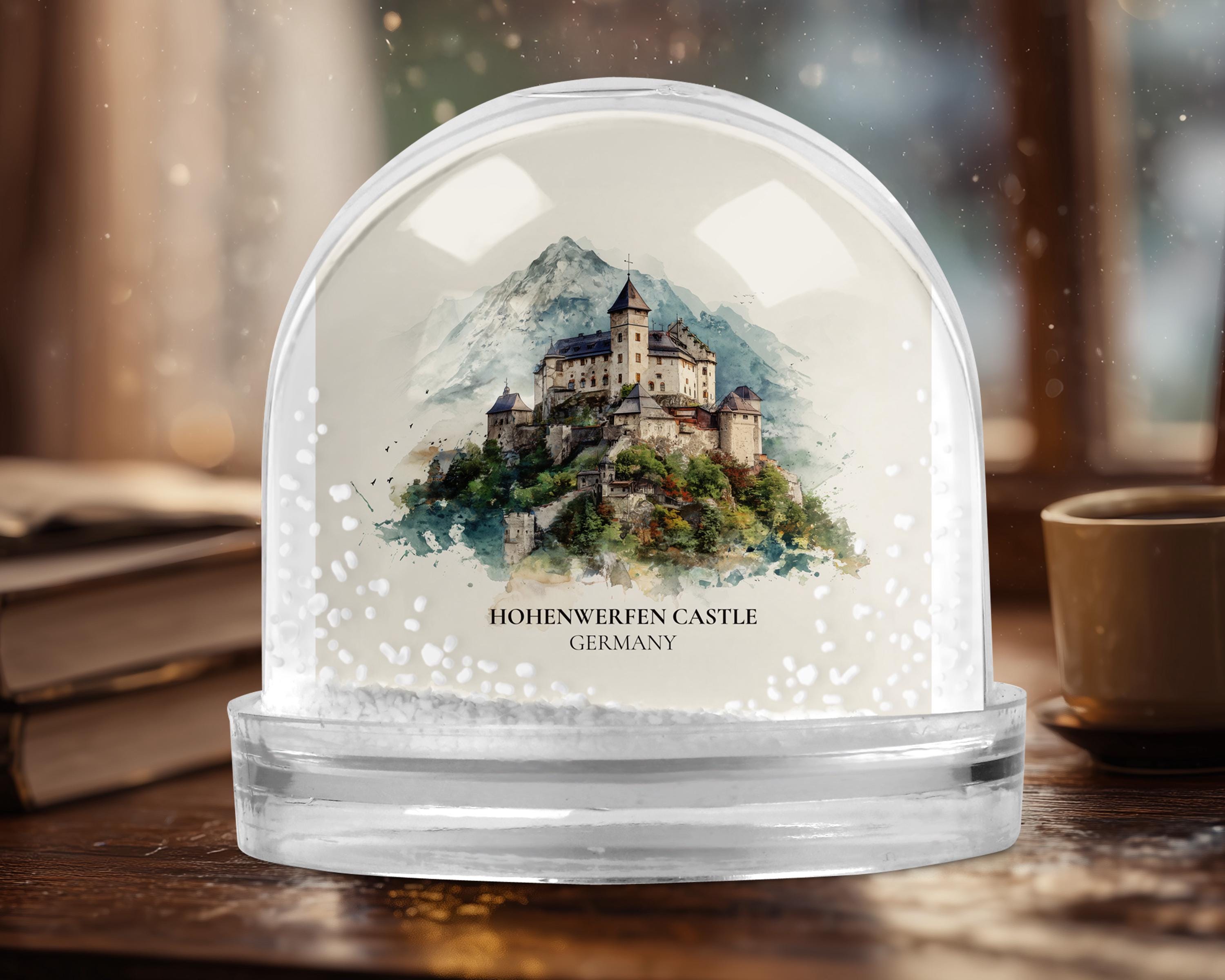 Hohenwerfen Castle Austria Snow Globe, Personalized Watercolor, Custom Travel Souvenir Keepsake City Dome