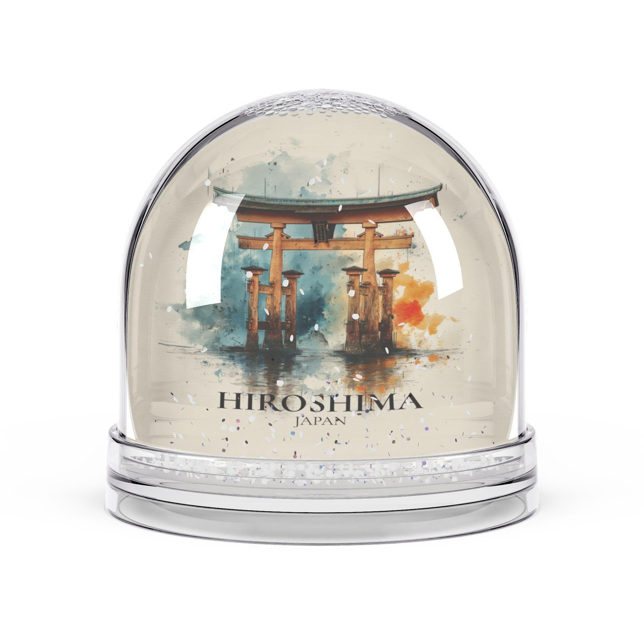 Hiroshima Japan Snow Globe, Personalized Watercolor, Custom Travel Souvenir Keepsake City Dome