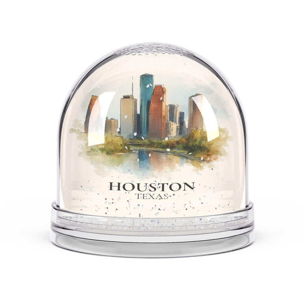 Houston Texas Snow Globe, Personalized Watercolor, Custom Travel Souvenir Keepsake City Dome