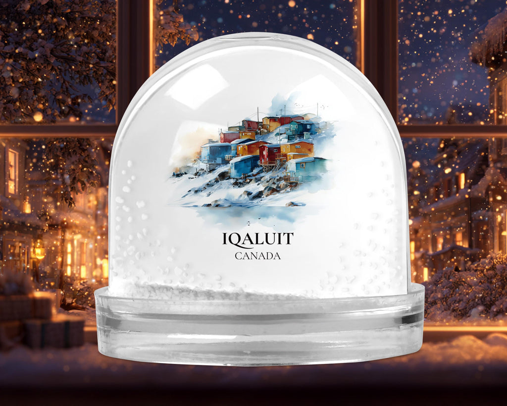 Iqaluit Nunavut Snow Globe, Personalized Watercolor, Custom Travel Souvenir Keepsake City Dome