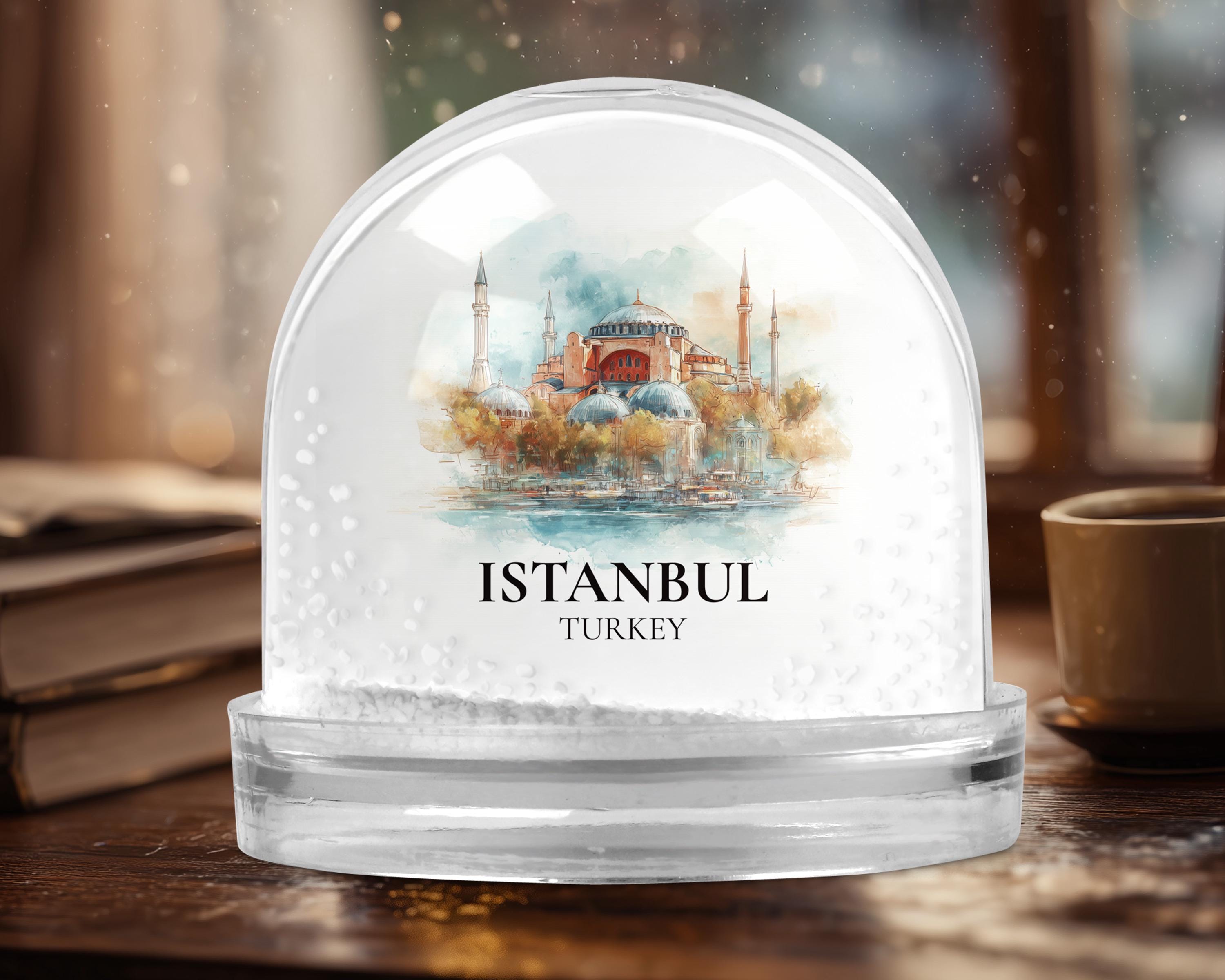Istanbul Snow Globe Turkey Decor, Personalized Watercolor, Custom Travel Souvenir Keepsake City Dome