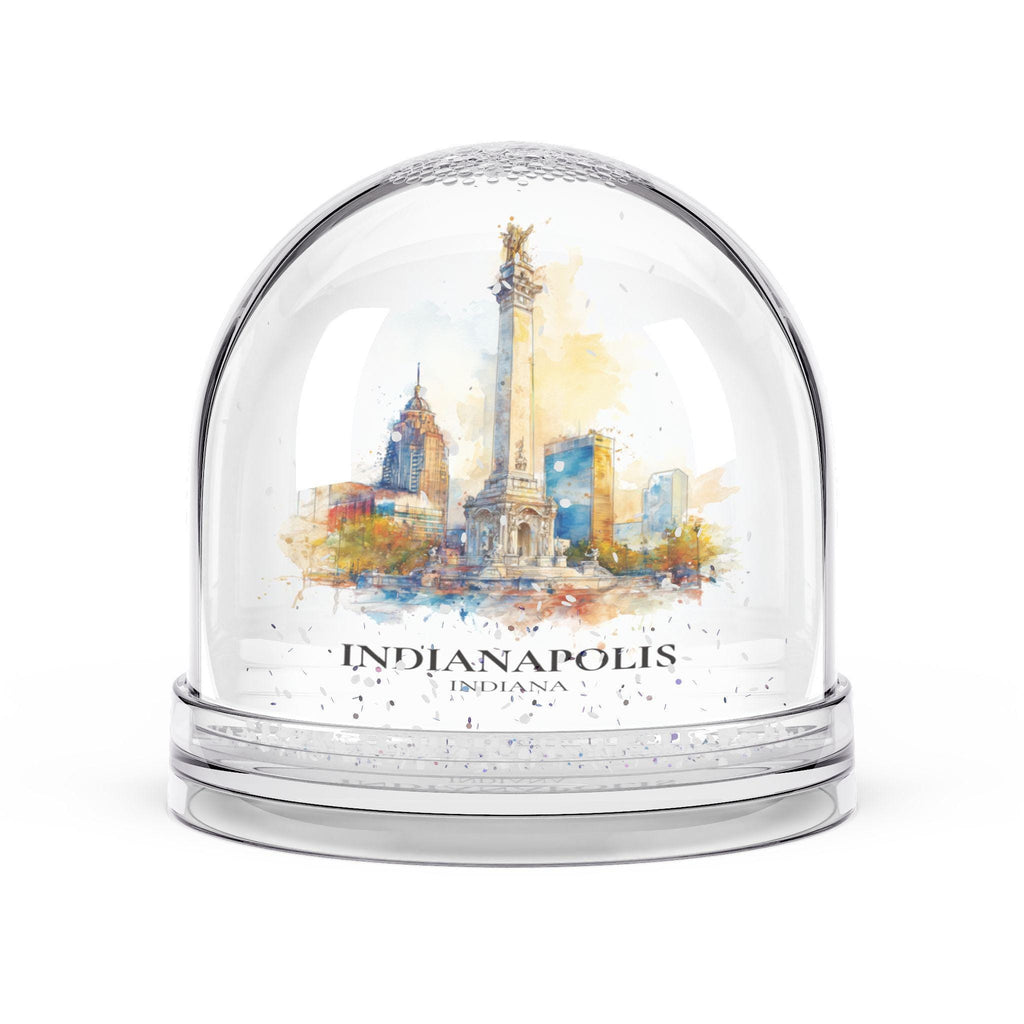 Indianapolis Indiana Snow Globe, Personalized Watercolor, Custom Travel Souvenir Keepsake City Dome